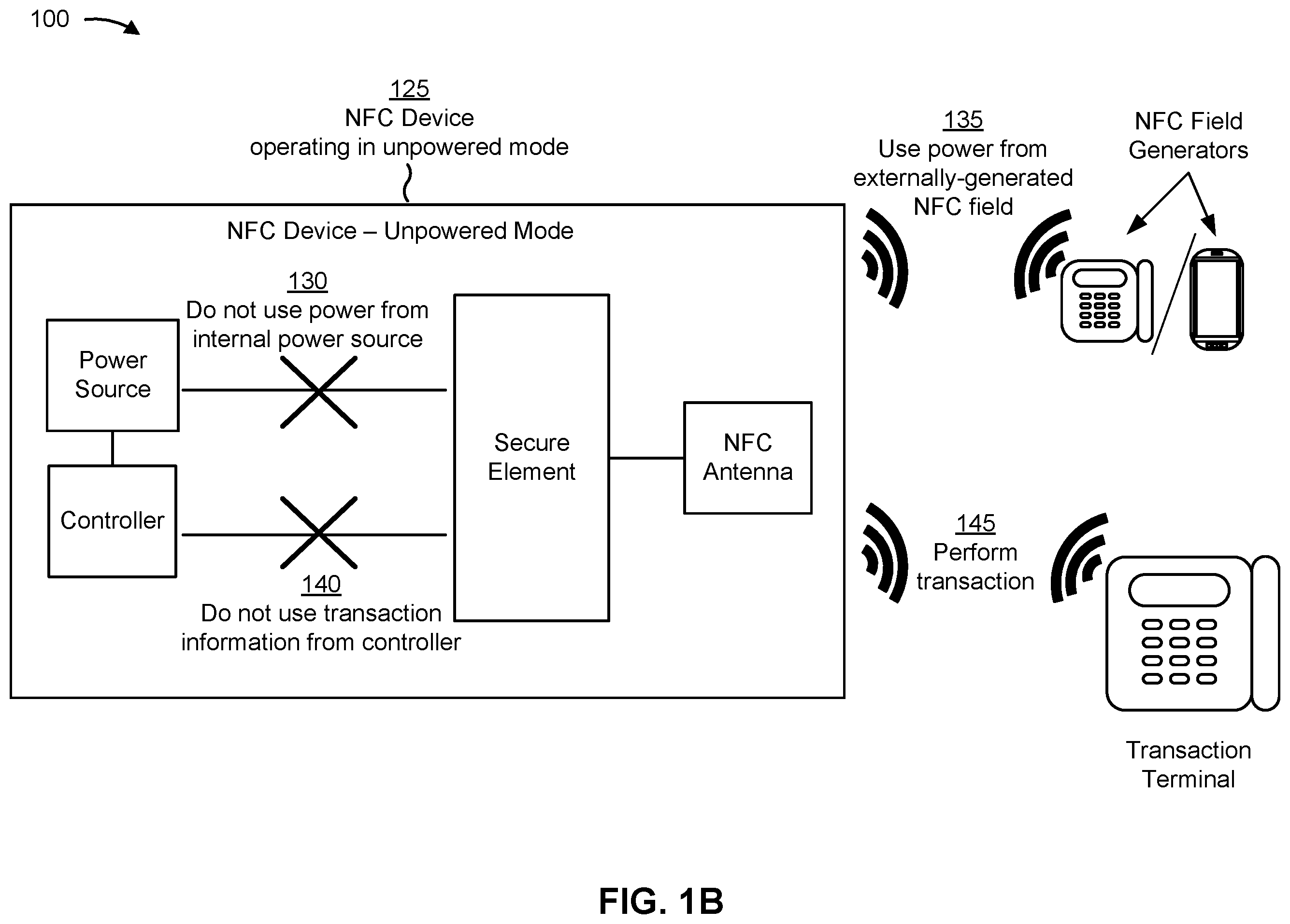 Patent US11824598 Figure 2 – Near field communication device capable of operating in a powered or unpowered mode
