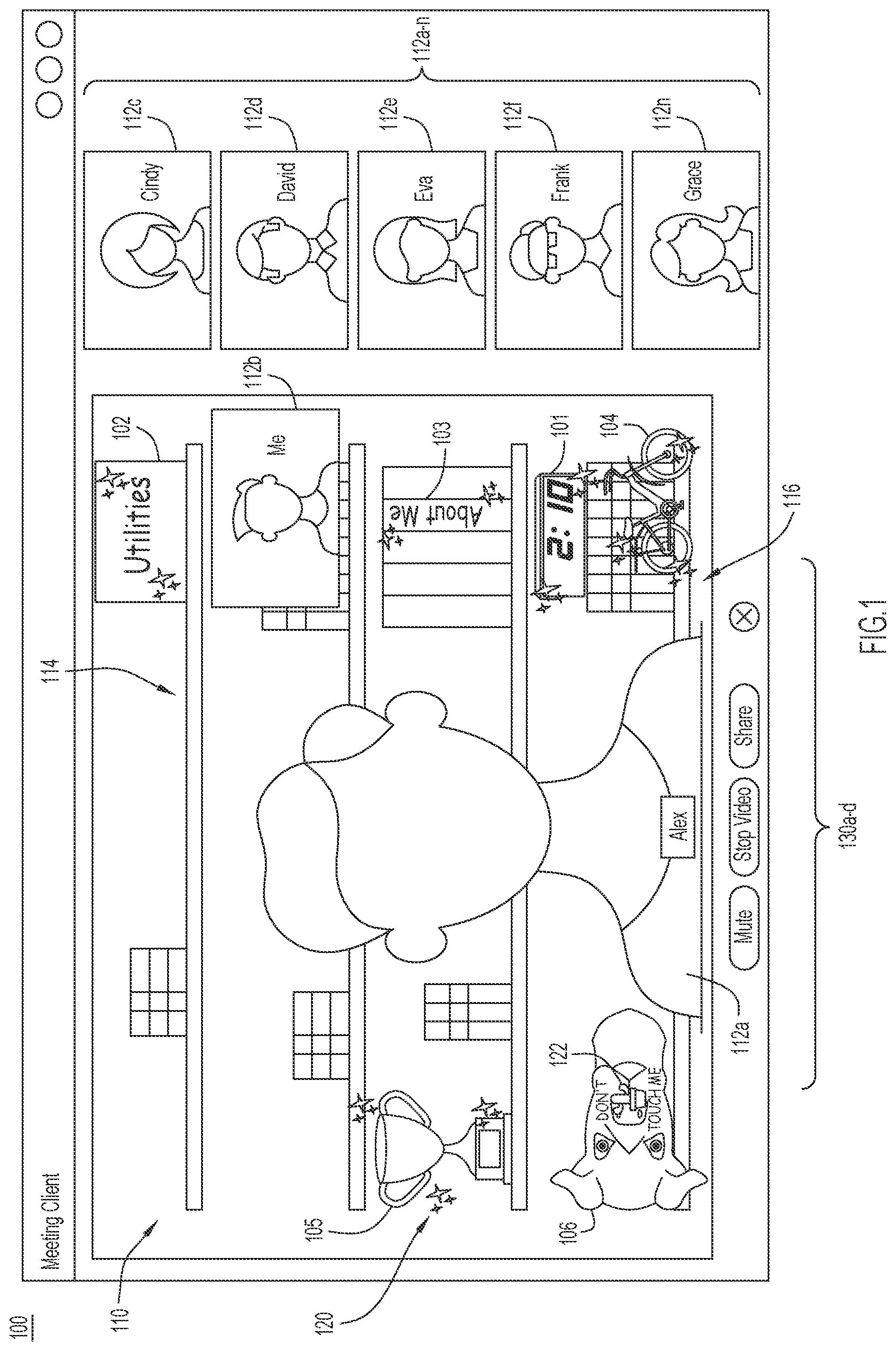 Patent US11824670 Figure 1 – Adaptive background in video conferencing