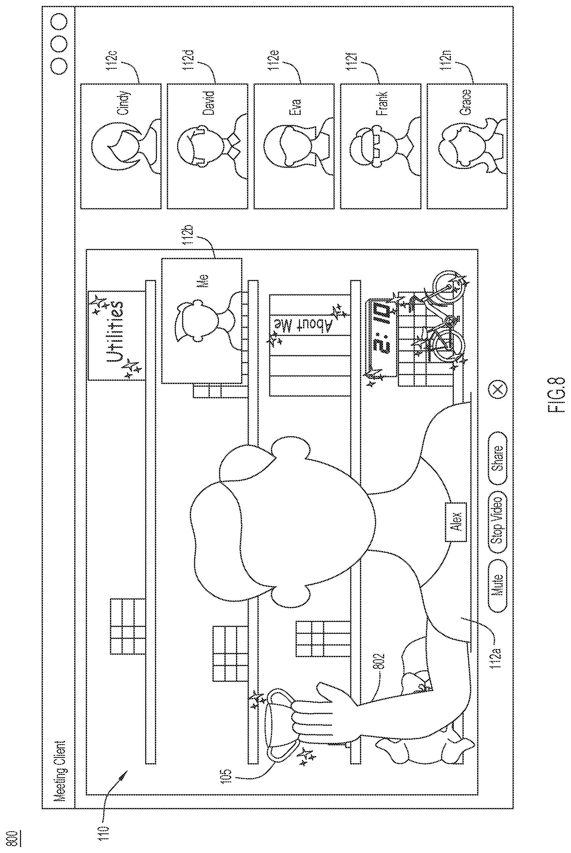 Patent US11824670 Figure 8 – Adaptive background in video conferencing