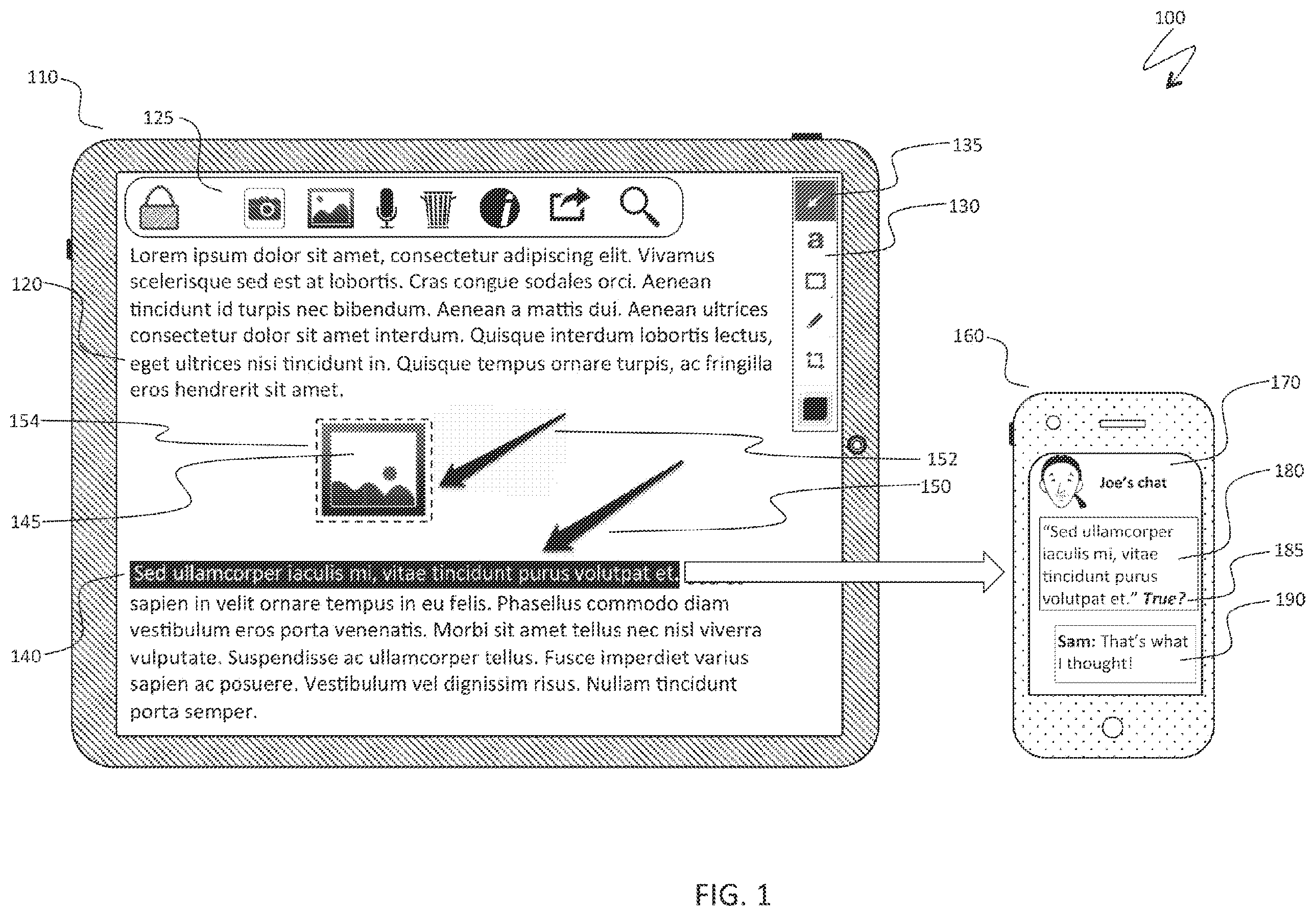 Patent US11824673 Figure 1 – Content sharing by pointing to content
