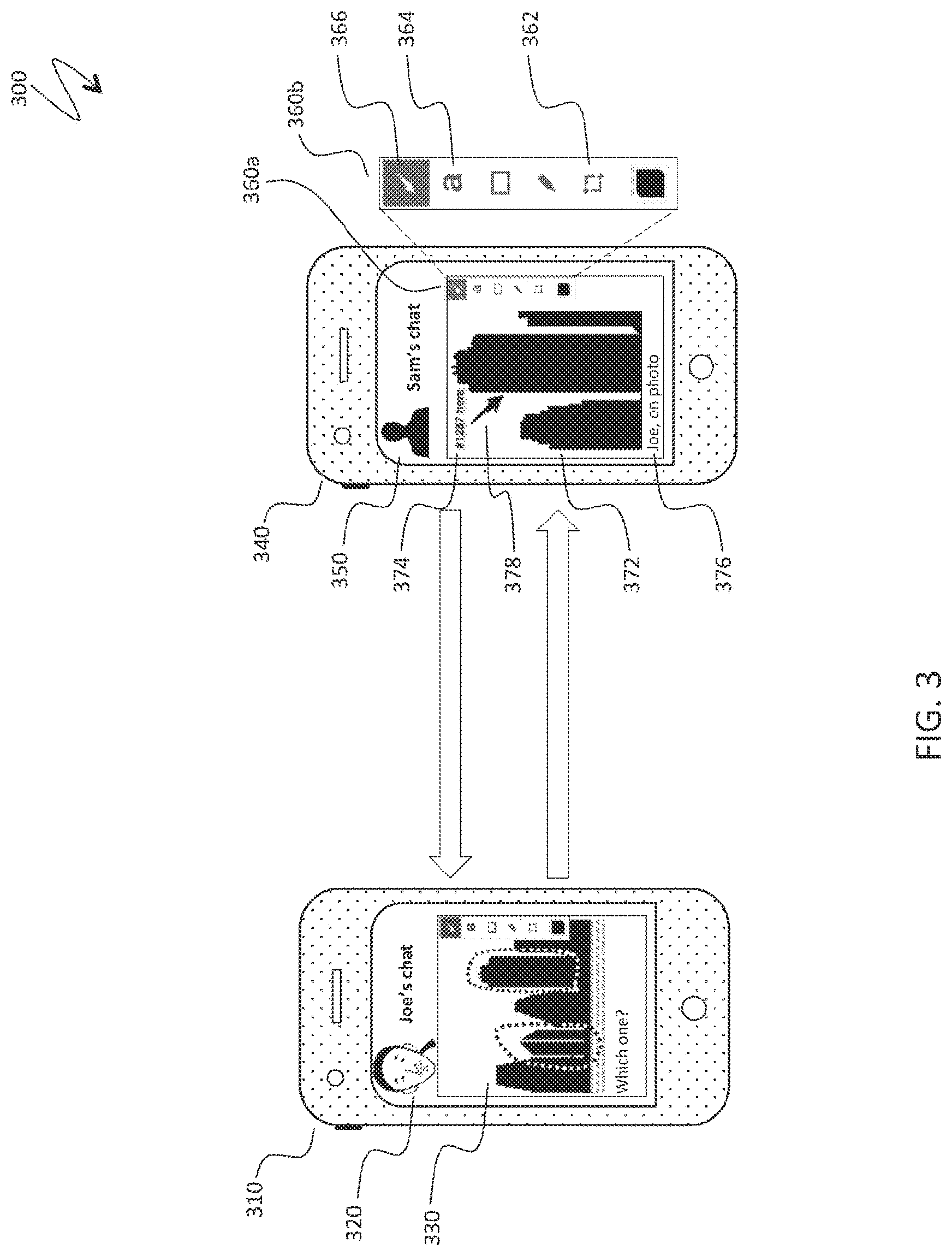 Patent US11824673 Figure 3 – Content sharing by pointing to content