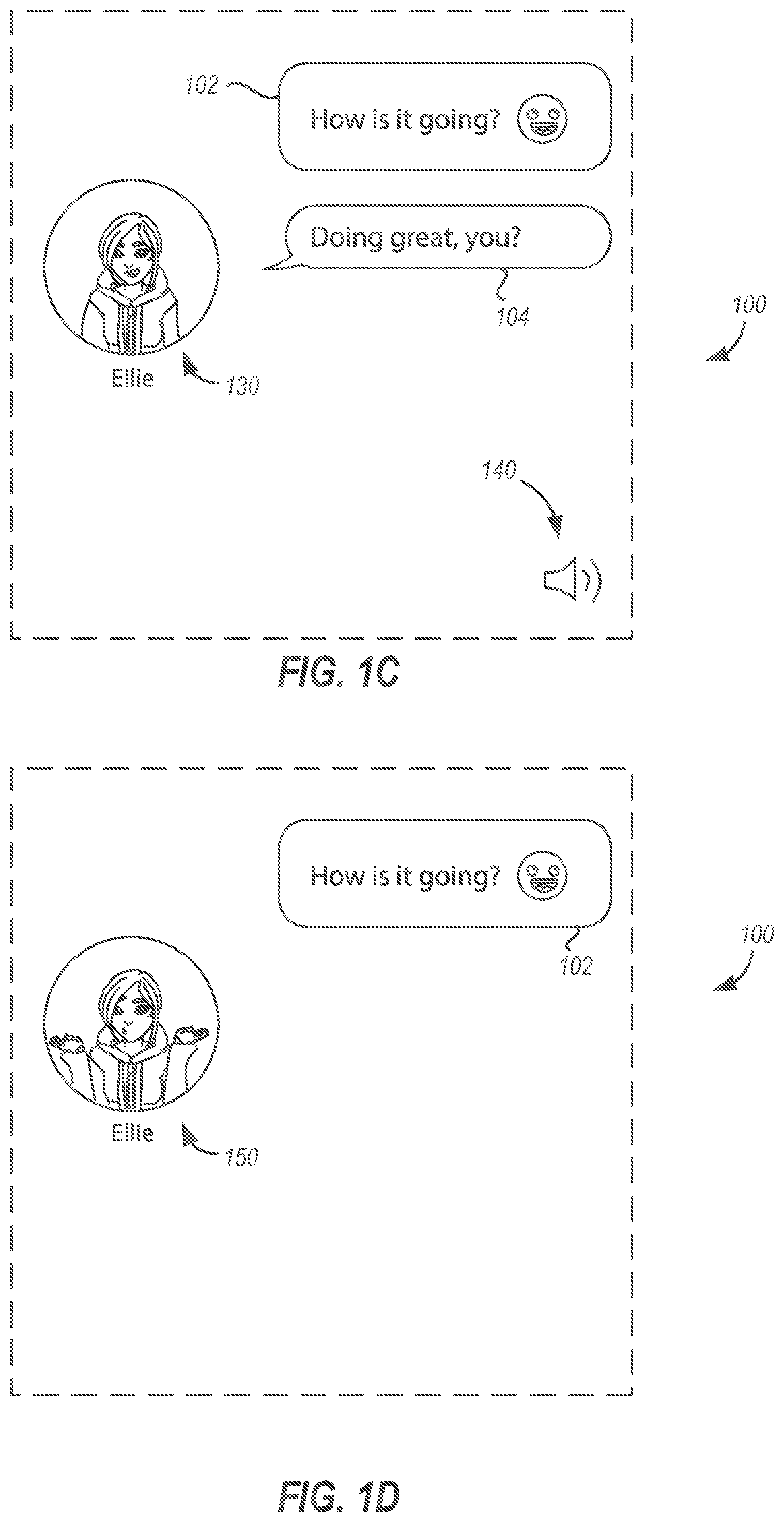 Patent US11824821 Figure 2 – Modifying an avatar to reflect a user's expression in a messaging platform
