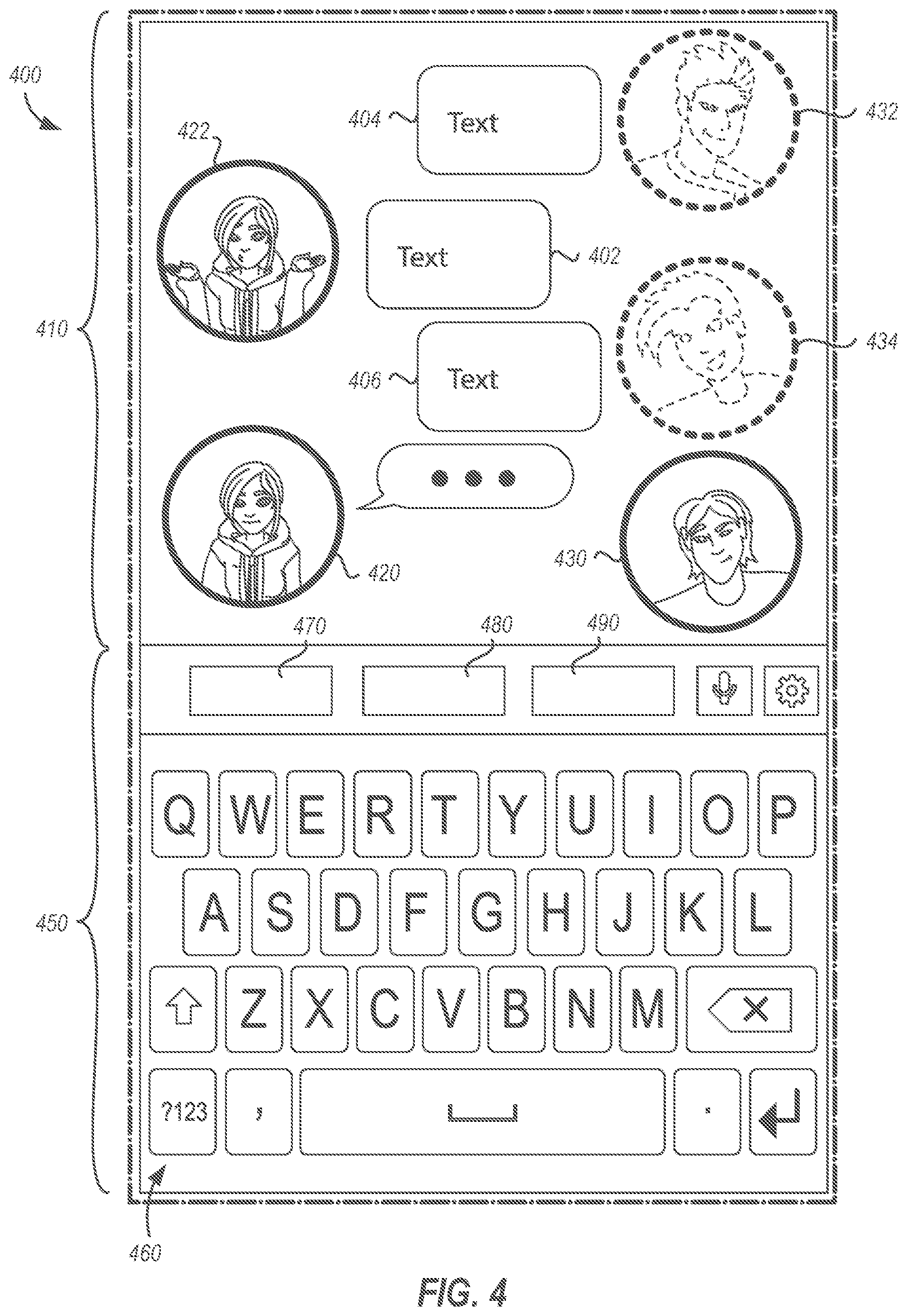 Patent US11824821 Figure 12 – Modifying an avatar to reflect a user's expression in a messaging platform