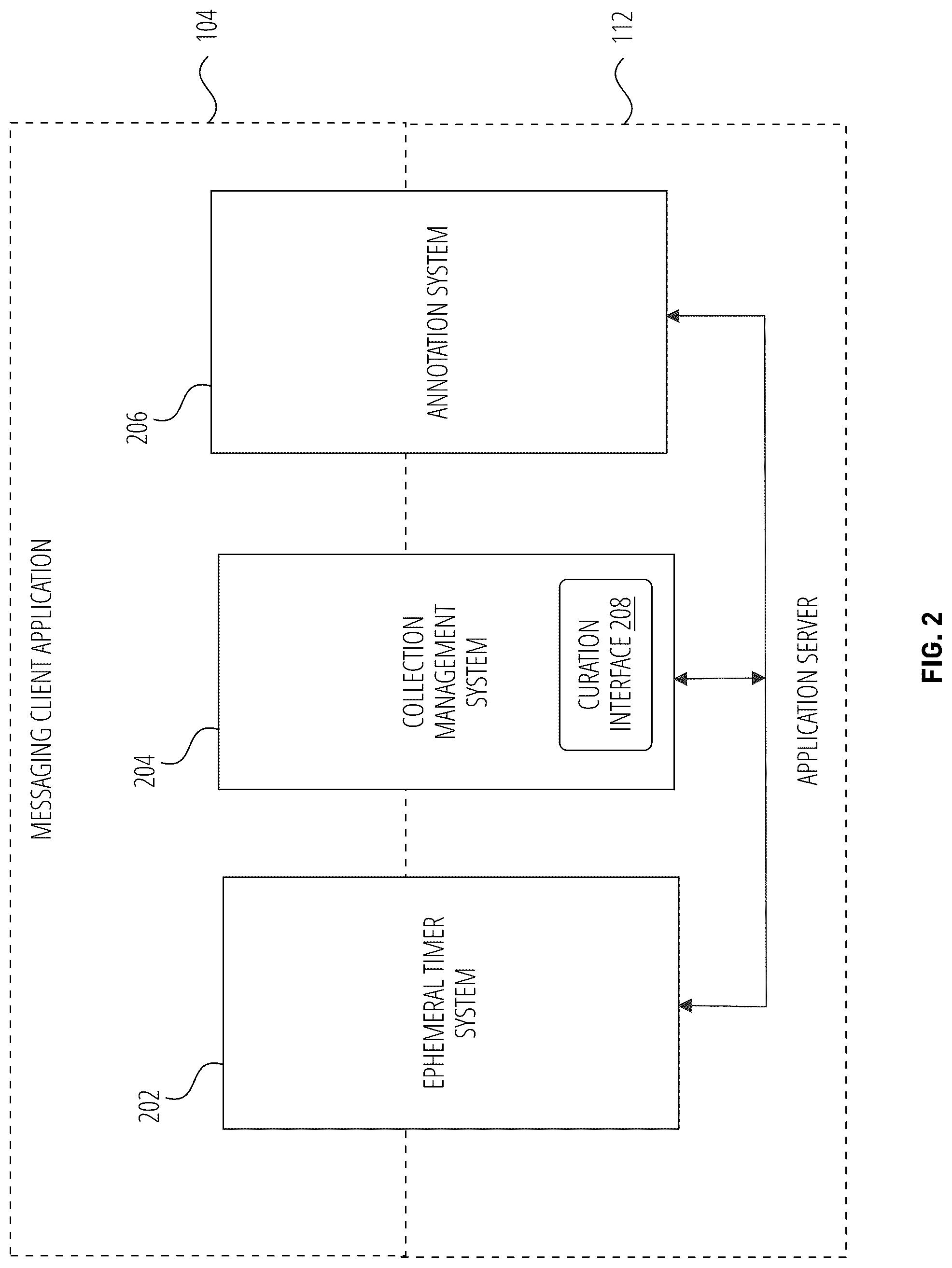 Patent US11824825 Figure 2 – Messaging system with in-application notifications