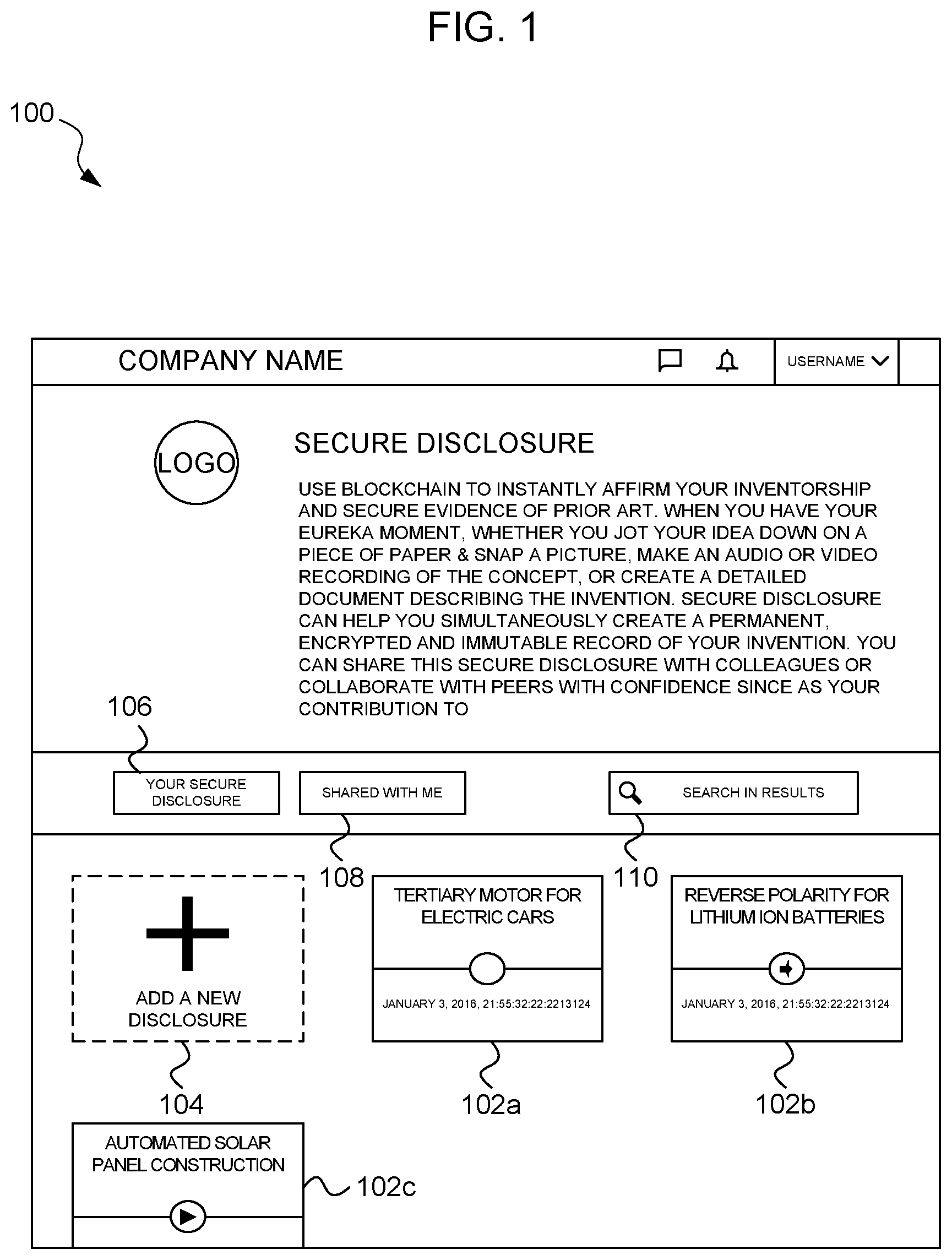 Patent US11824842 Figure 1 – Computer method for secure disclosure of information