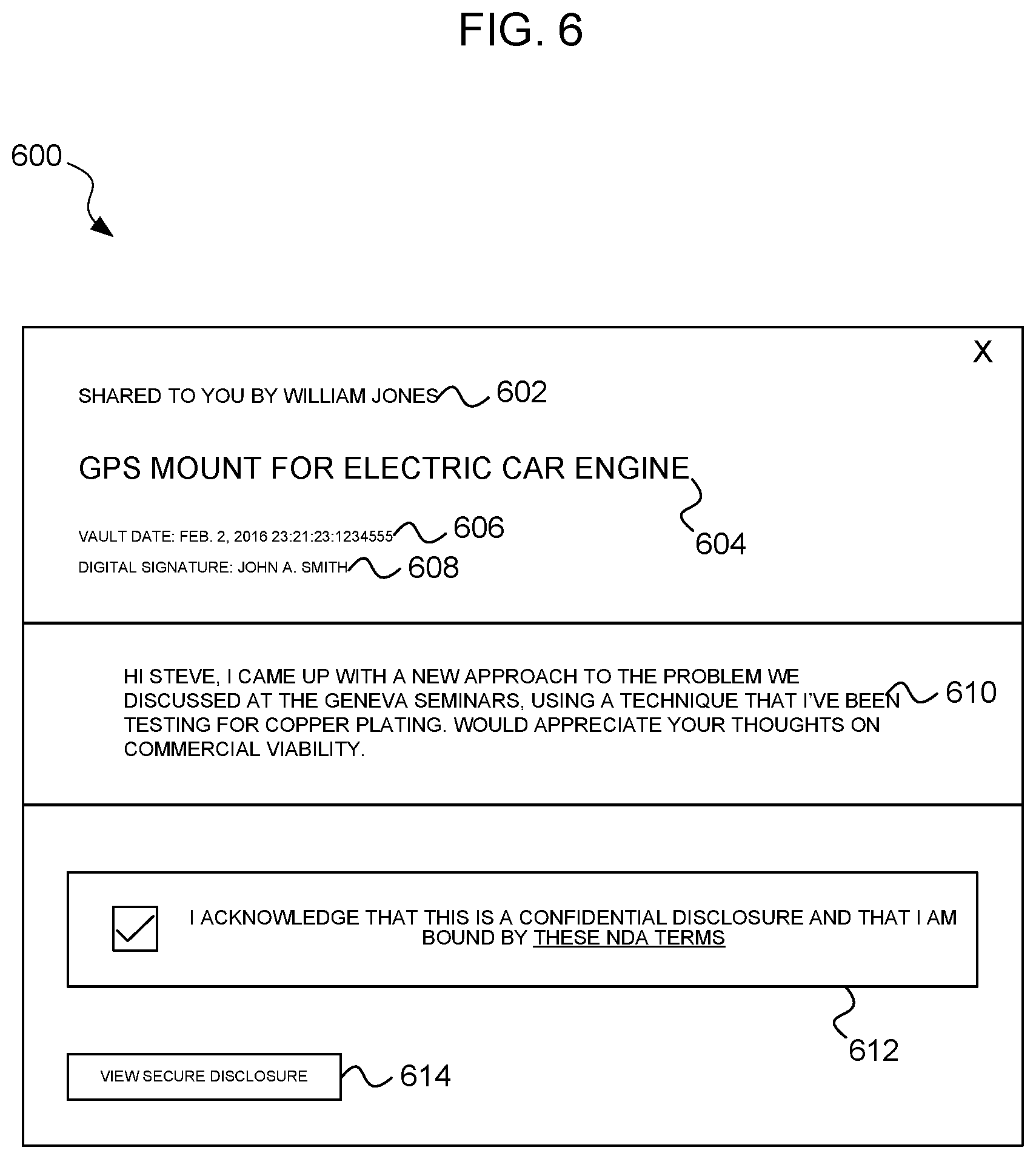 Patent US11824842 Figure 6 – Computer method for secure disclosure of information