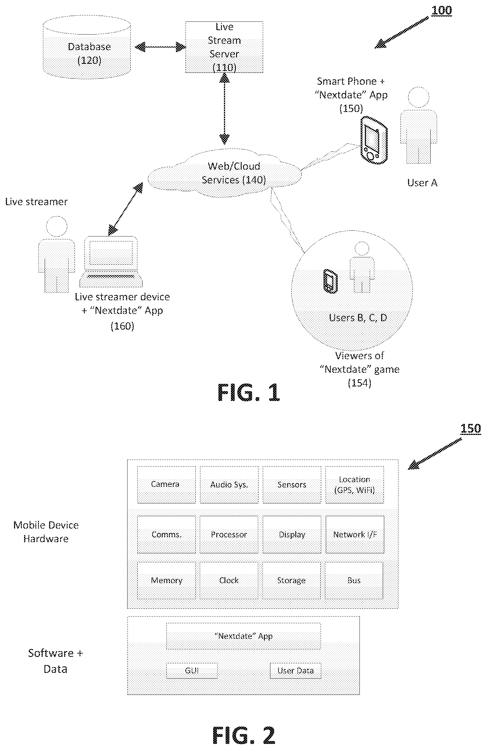 Patent US11824868 — Method and system for live dating — Figure 1