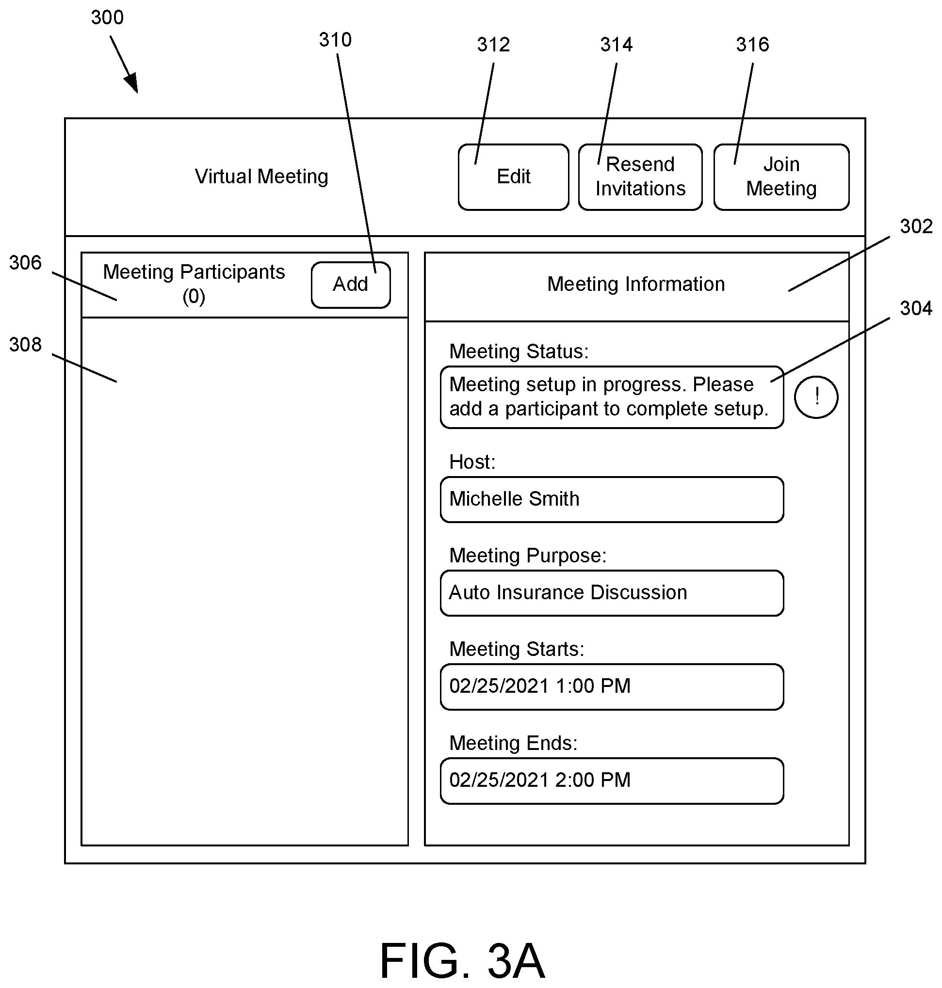 Patent US11824905 Figure 3 – Virtual meeting integration with customer relationship management platform