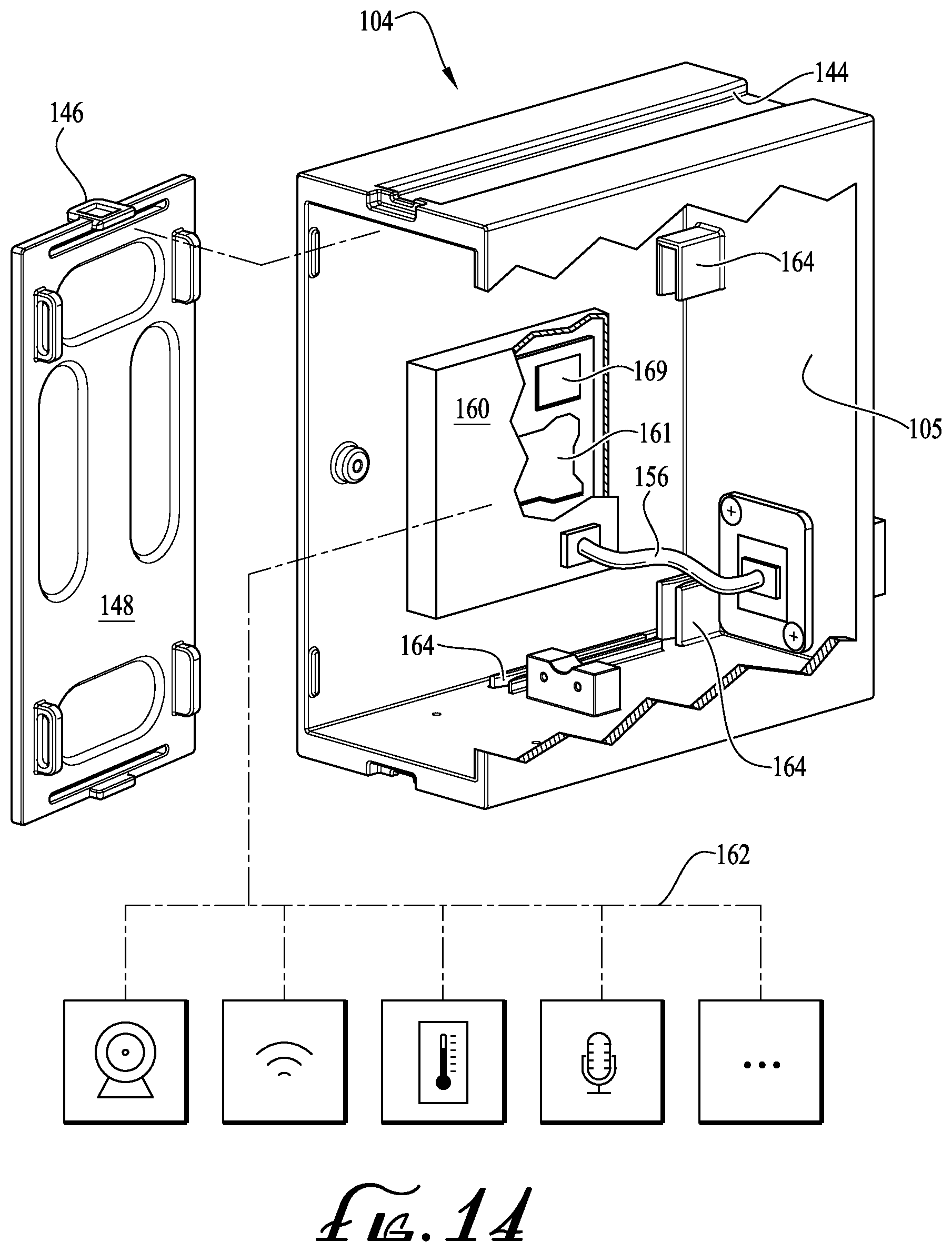Patent US11824935 Figure 11 – Universally mountable modular data and power network