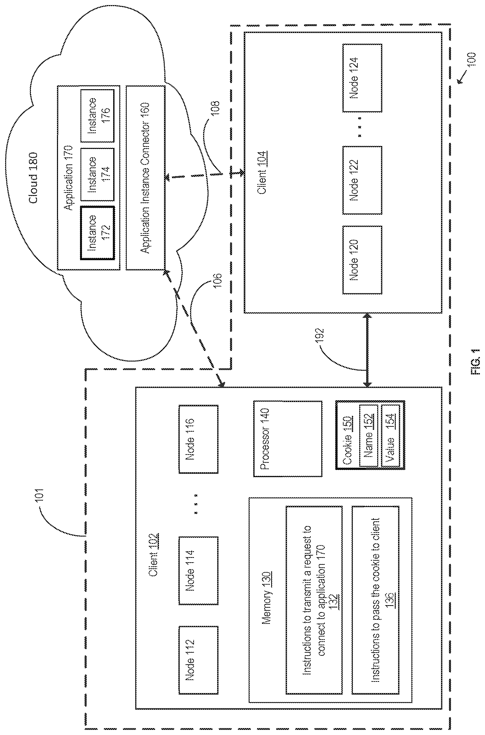 Patent US11824947 Figure 1 – Connecting application instances to client devices