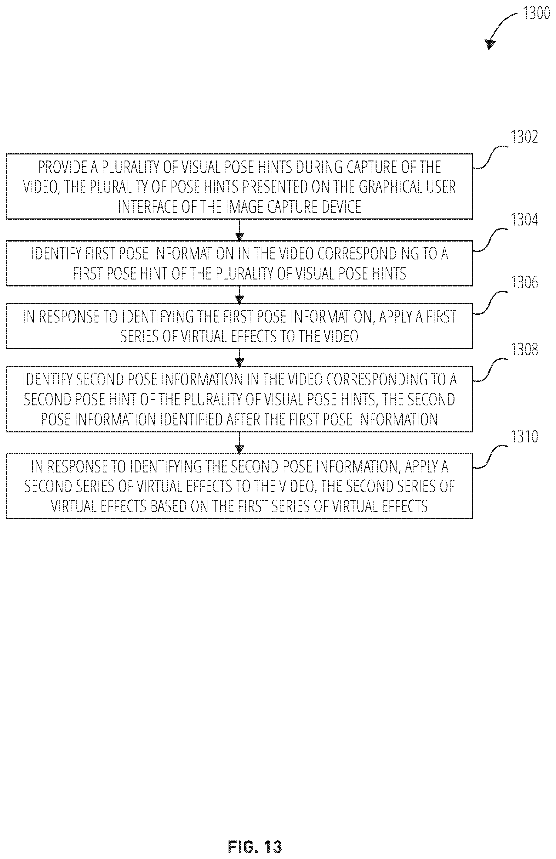 Patent US11832015 Figure 13 – User interface for pose driven virtual effects