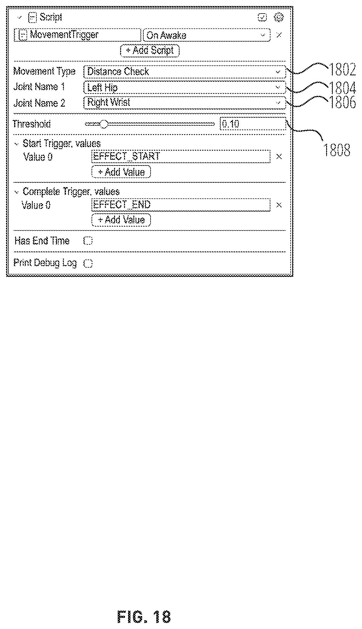 Patent US11832015 Figure 18 – User interface for pose driven virtual effects