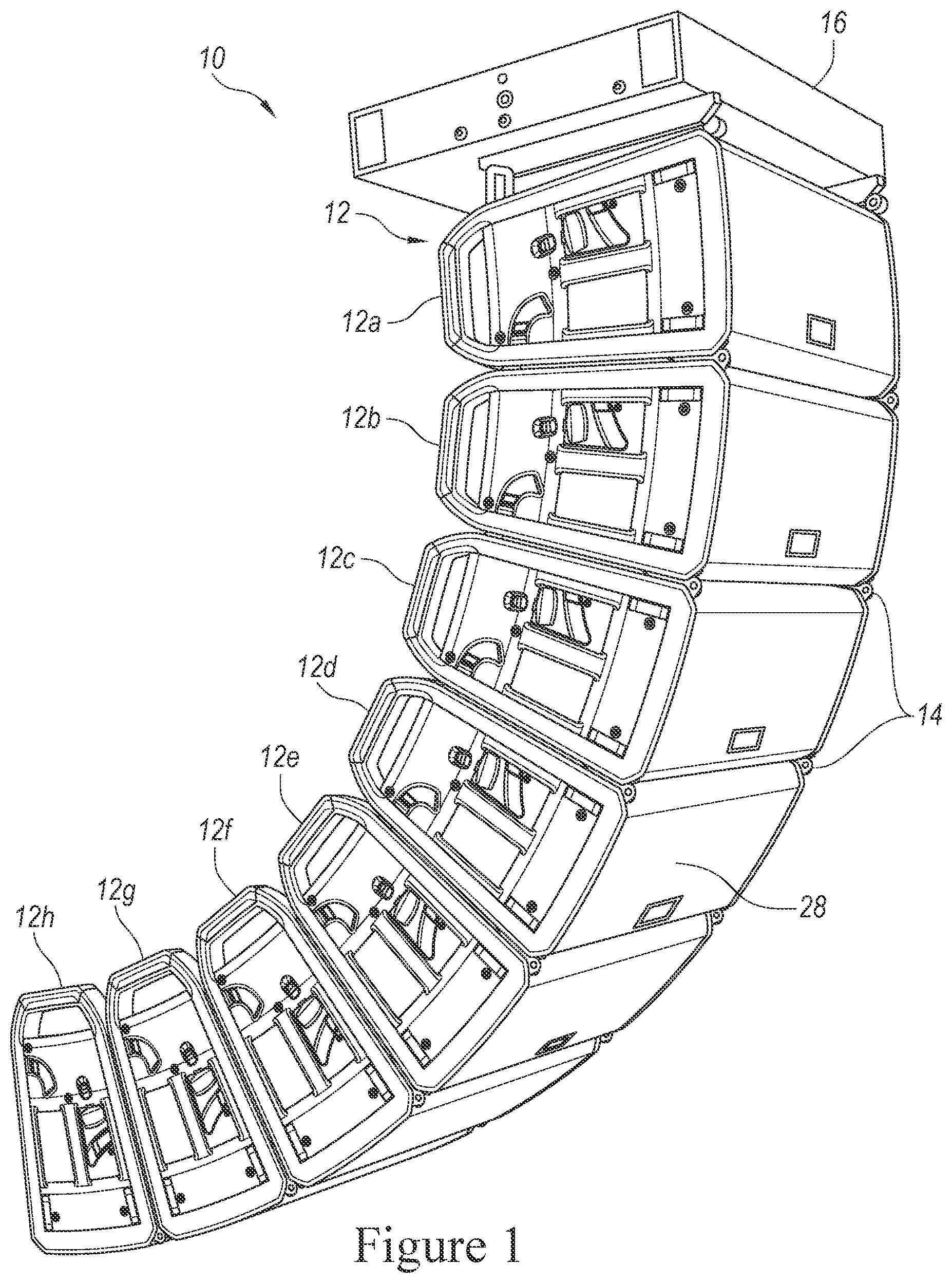 Patent US11832040 — Speaker array with adjustable hanging system — Figure 1