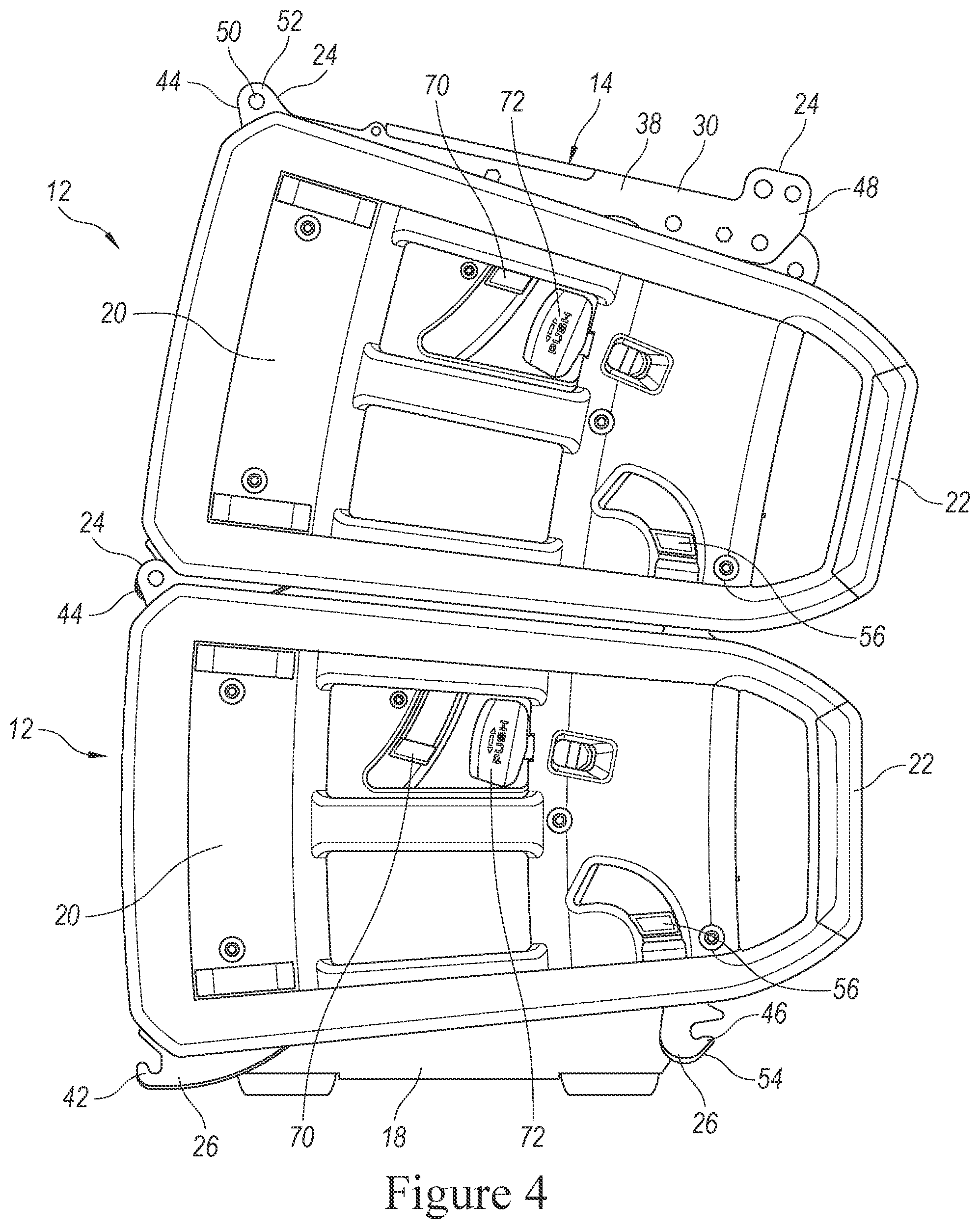 Patent US11832040 Figure 4 – Speaker array with adjustable hanging system