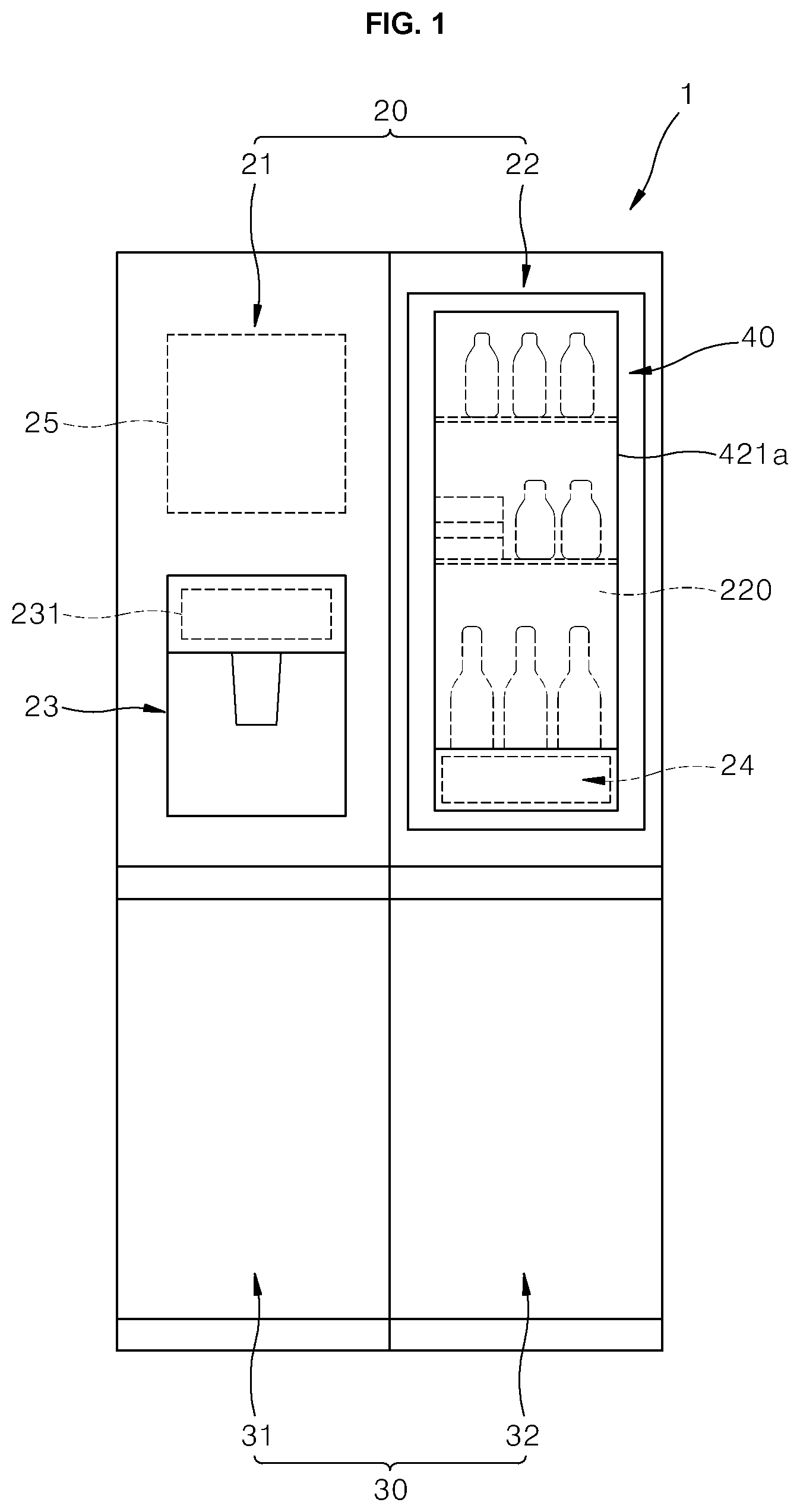 Patent US11832041 Figure 1 – Refrigerator capable of sound input