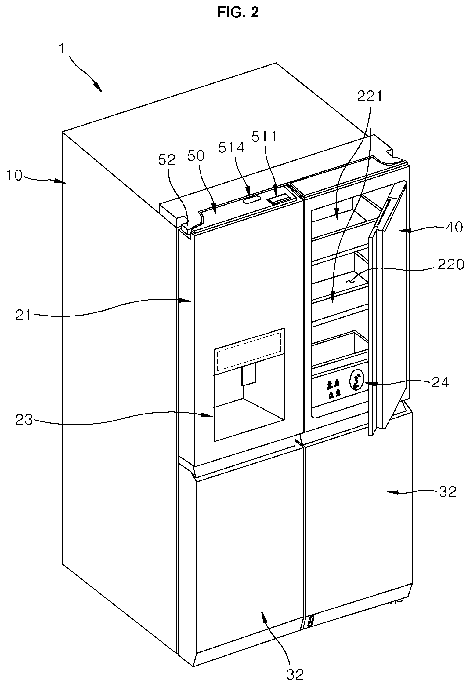Patent US11832041 Figure 2 – Refrigerator capable of sound input