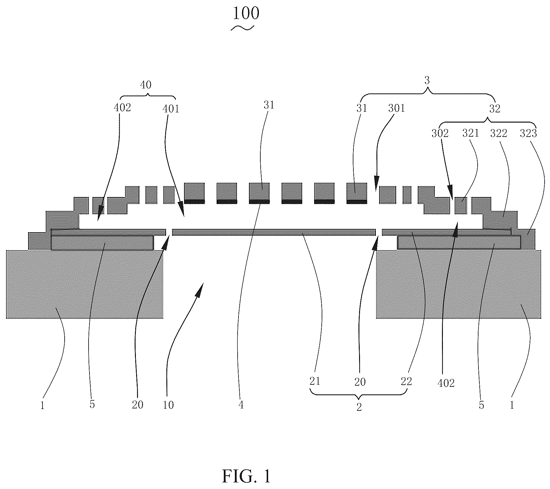 Patent US11832043 — Microphone and method for manufacturing the same — Figure 1
