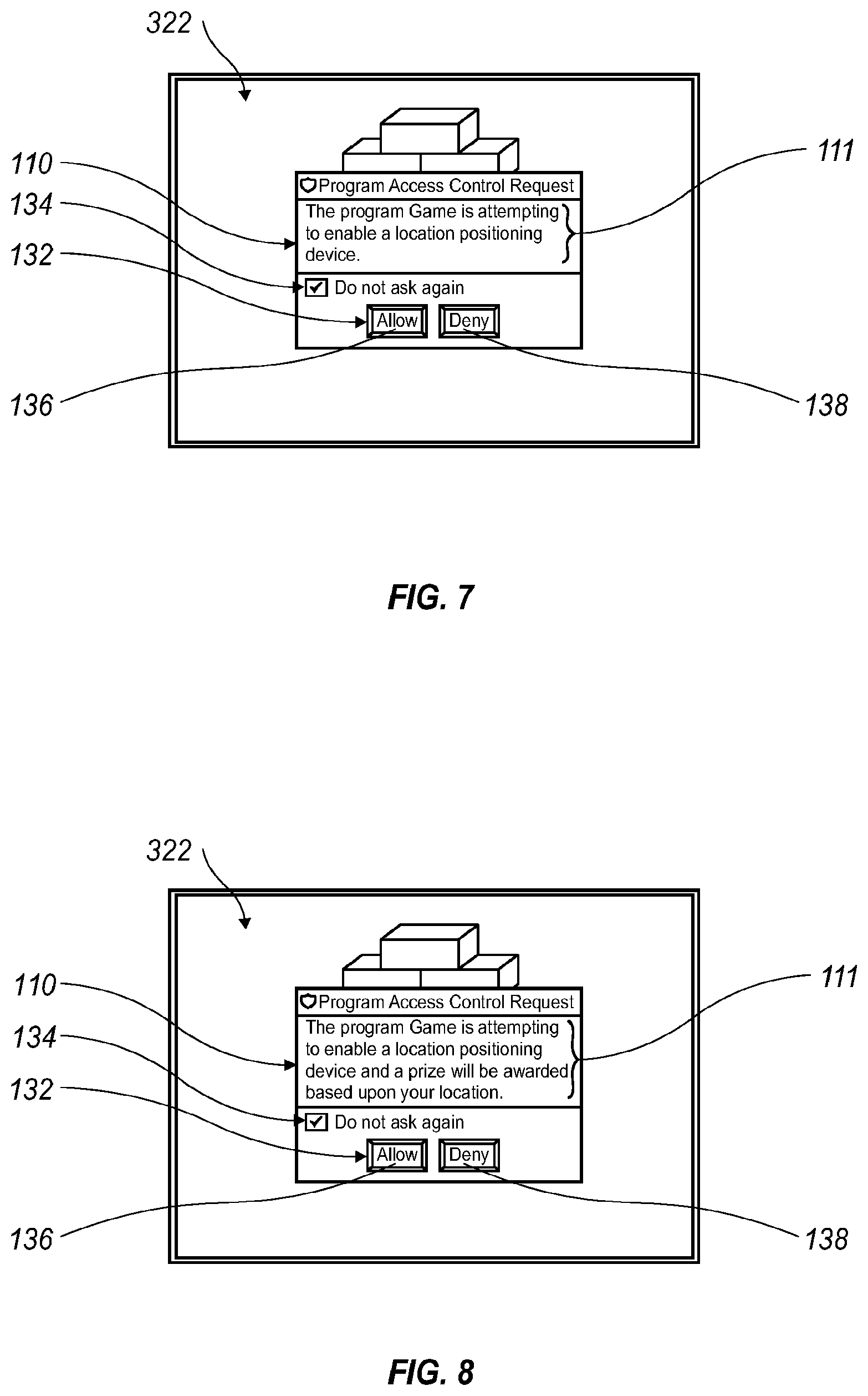Patent US11832143 Figure 5 – Notification of access control request and explanation indicative of the access control request on a communication device