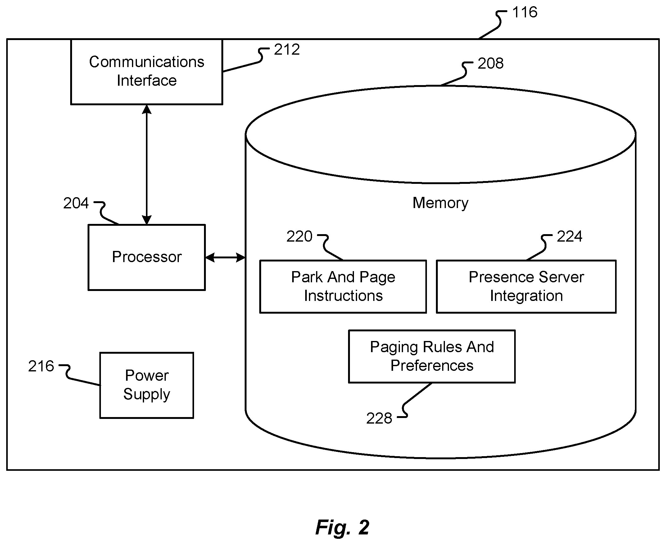 Patent US11832149 Figure 2 – Intelligent park and page functions in a communication system