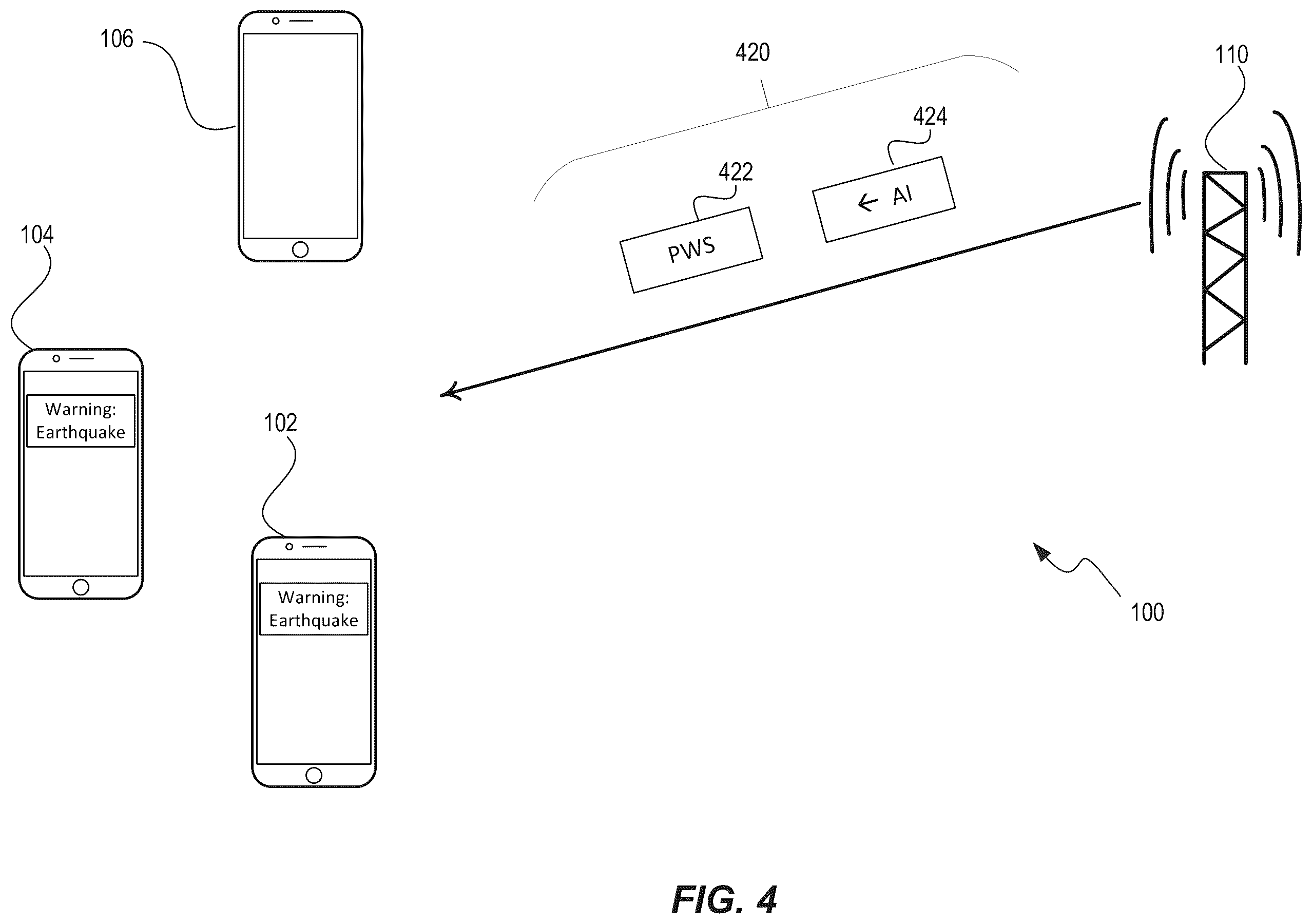 Patent US11832158 Figure 4 – Segmentation of PWS-message and associated area-information