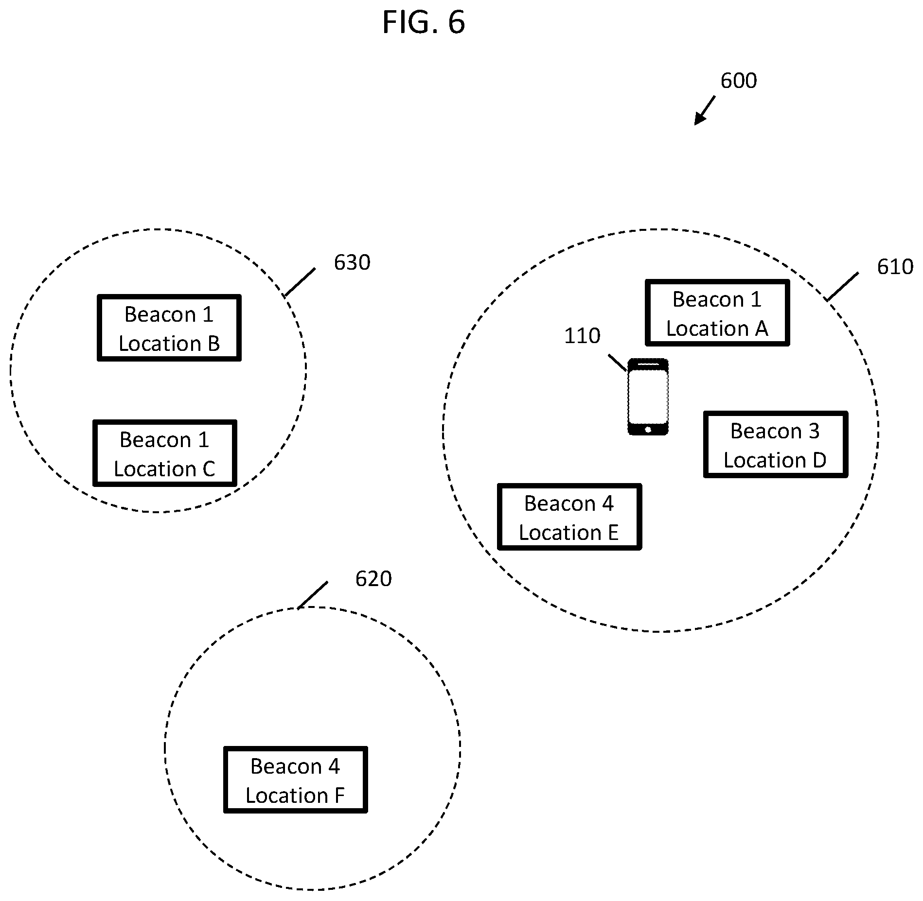 Patent US11832211 Figure 6 – Positioning system with multi-position beacons