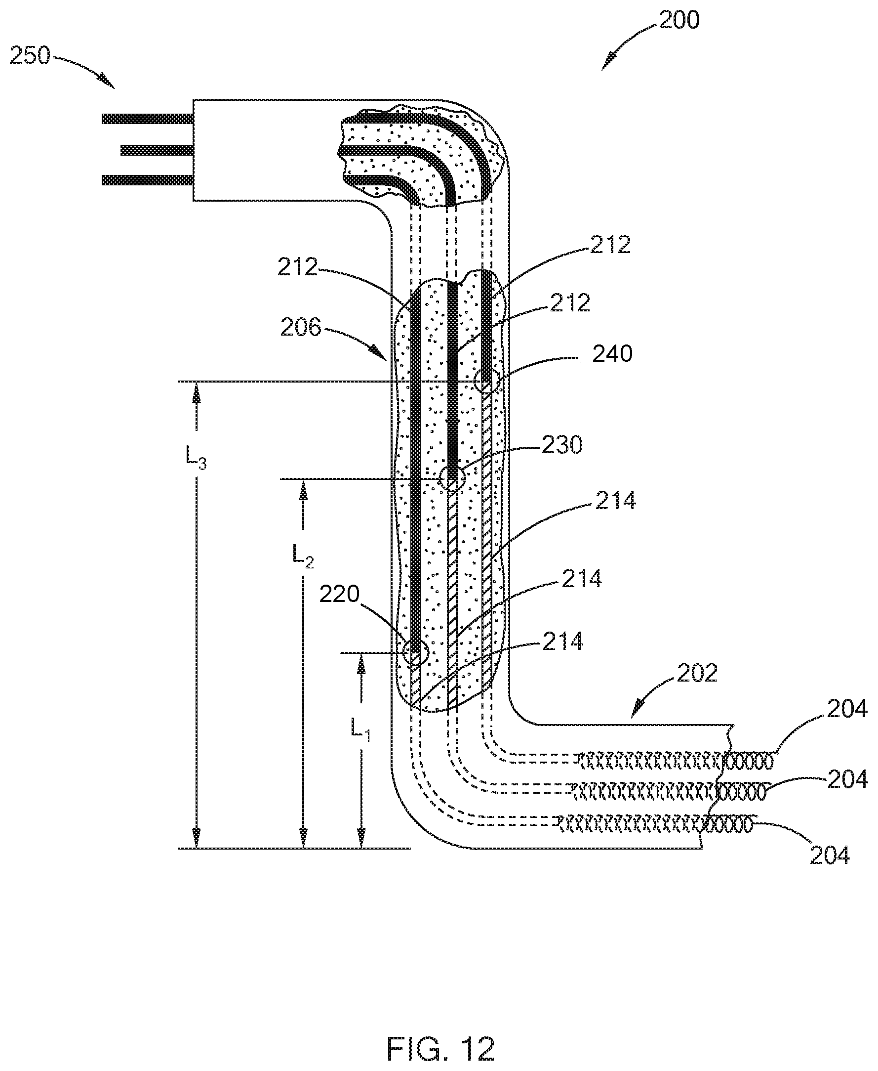 Patent US11832356 Figure 12 – Resistive heater with temperature sensing power pins