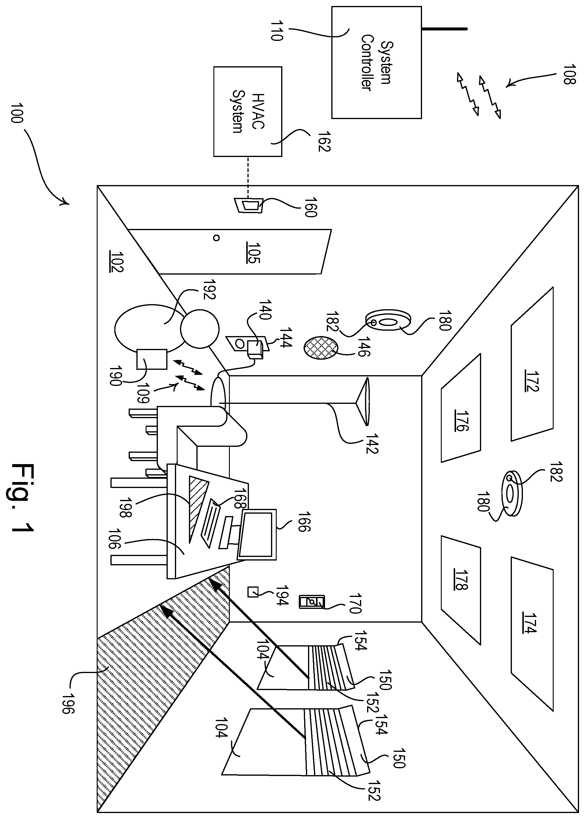 Patent US11832365 Figure 1 – Load control system having a visible light sensor
