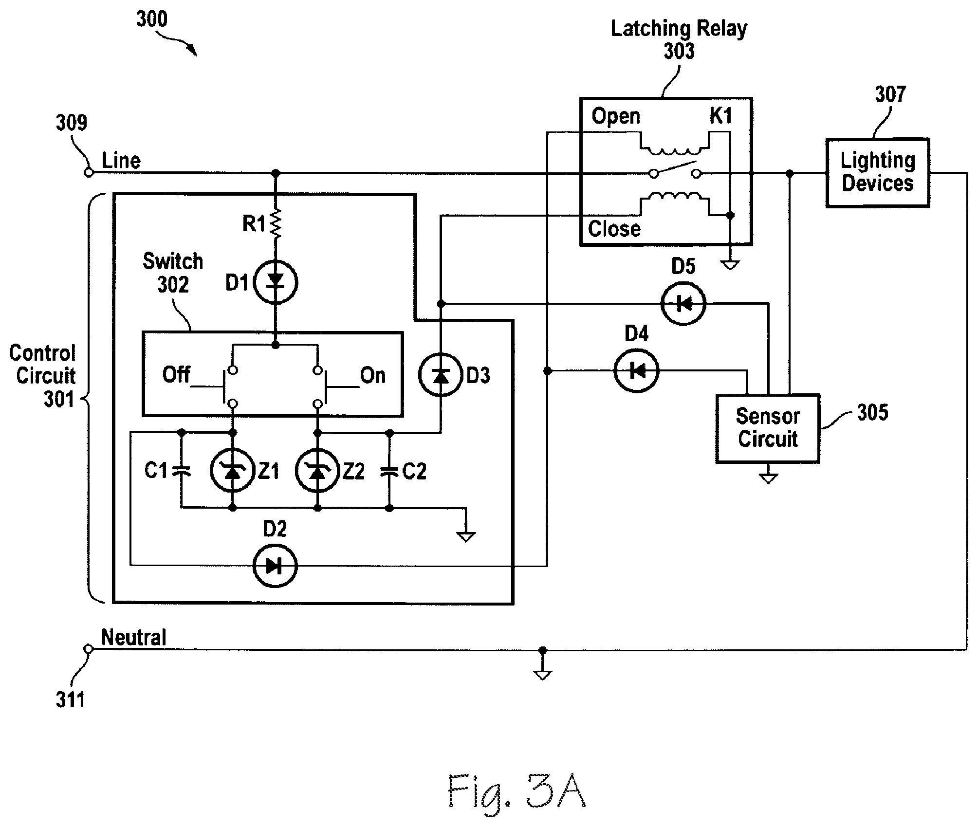 Patent US11832366 Figure 2 – Zero power lighting control device and method