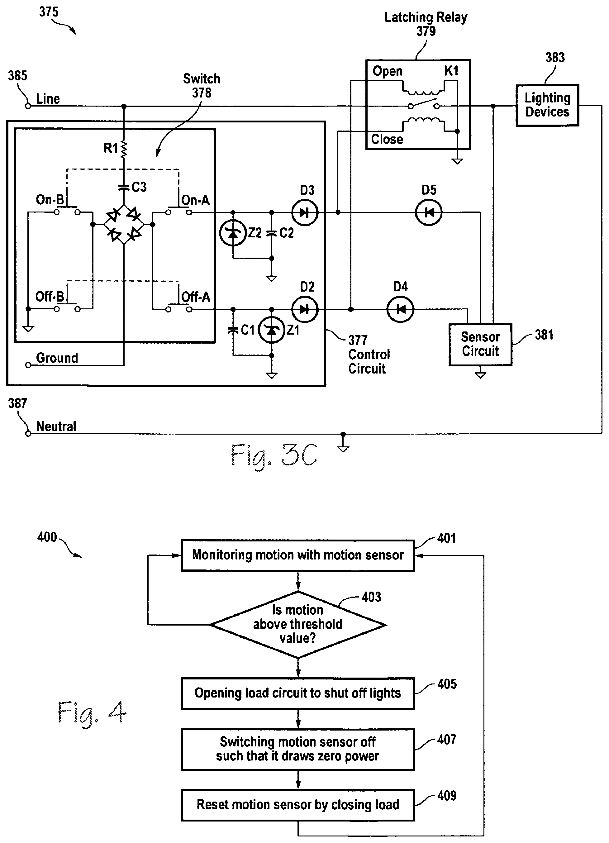 Patent US11832366 Figure 4 – Zero power lighting control device and method