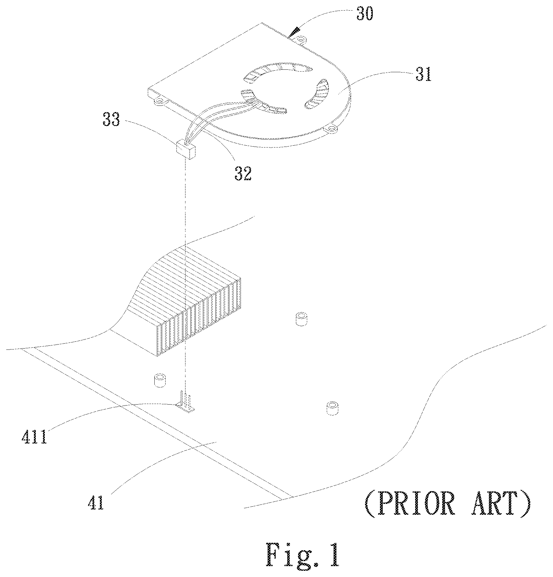 Patent US11832380 Figure 1 – Fan structure automatically mountable on a system circuit board