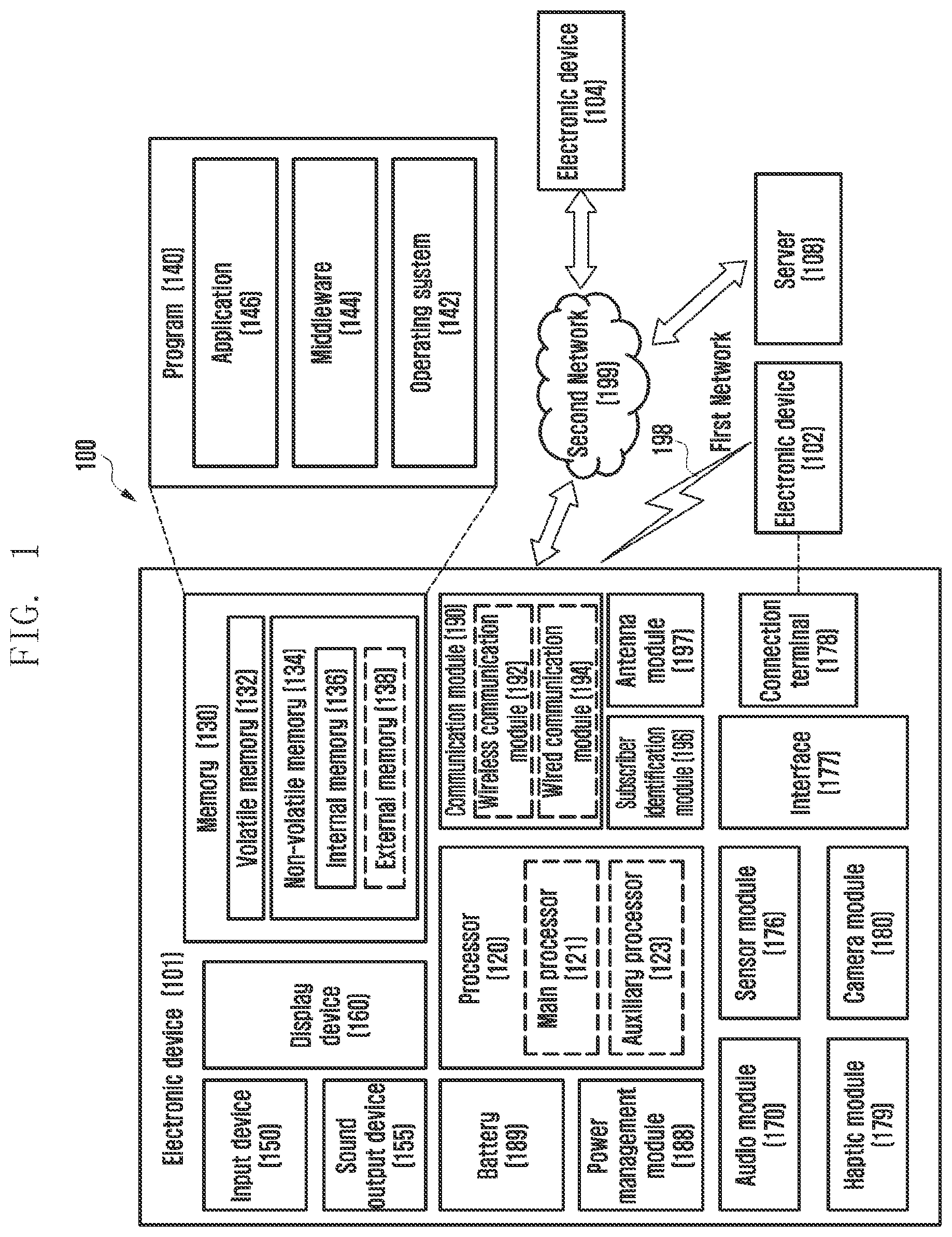 Patent US11832381 Figure 1 – Electronic device including antenna and heat dissipation structure