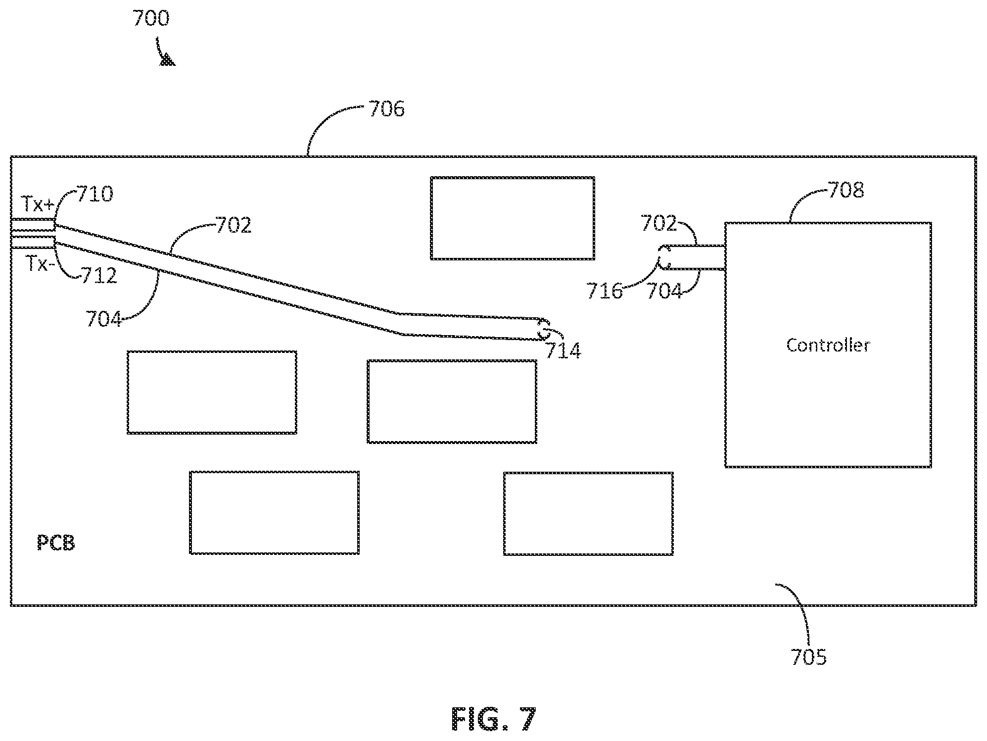 Patent US11832383 Figure 5 – Shared vias for differential pair trace routing