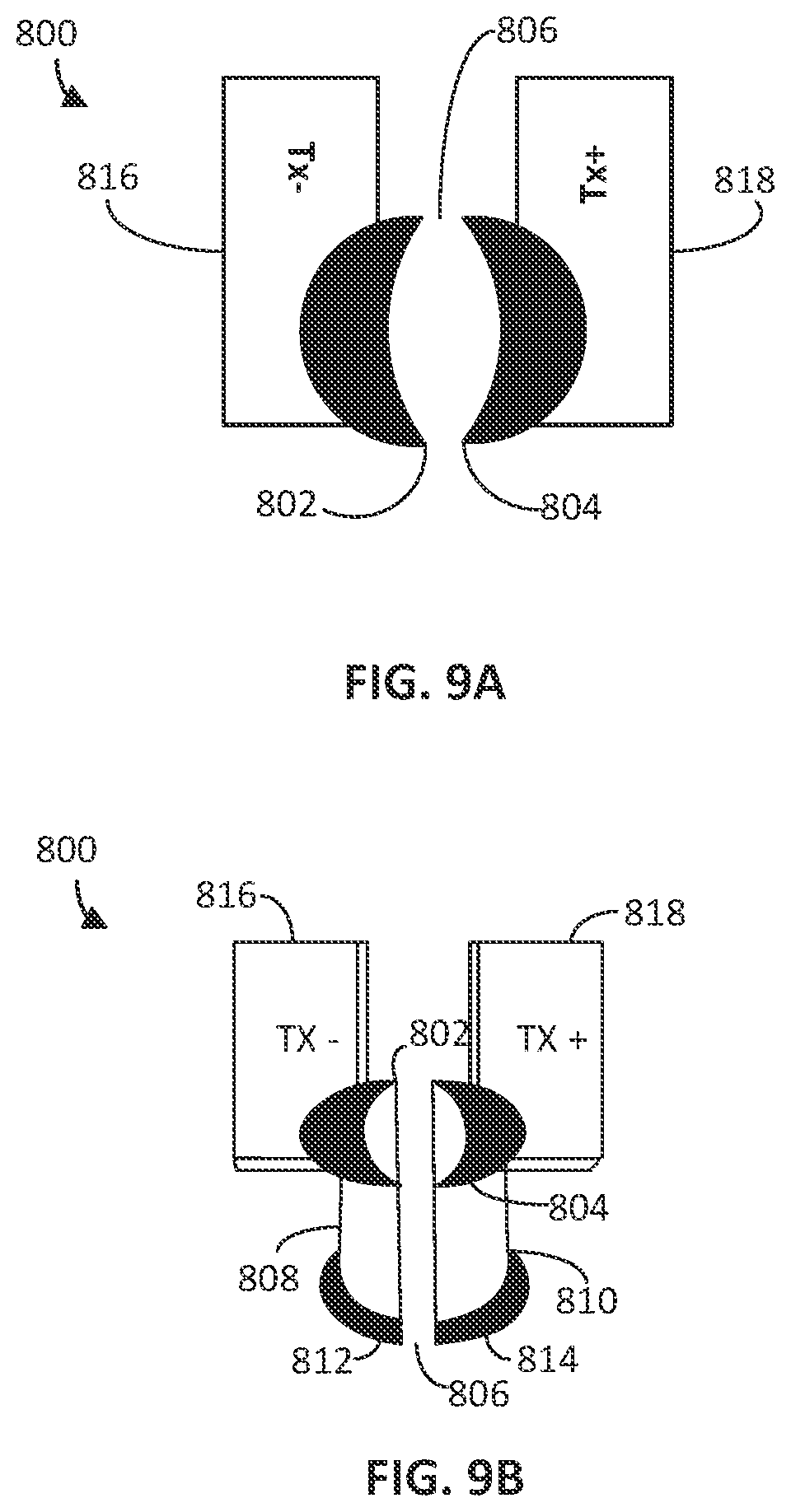 Patent US11832383 Figure 7 – Shared vias for differential pair trace routing