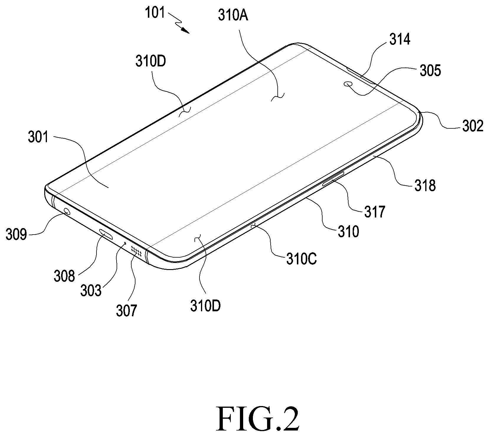 Patent US11832389 Figure 2 – Printed circuit module and electronic device including the same