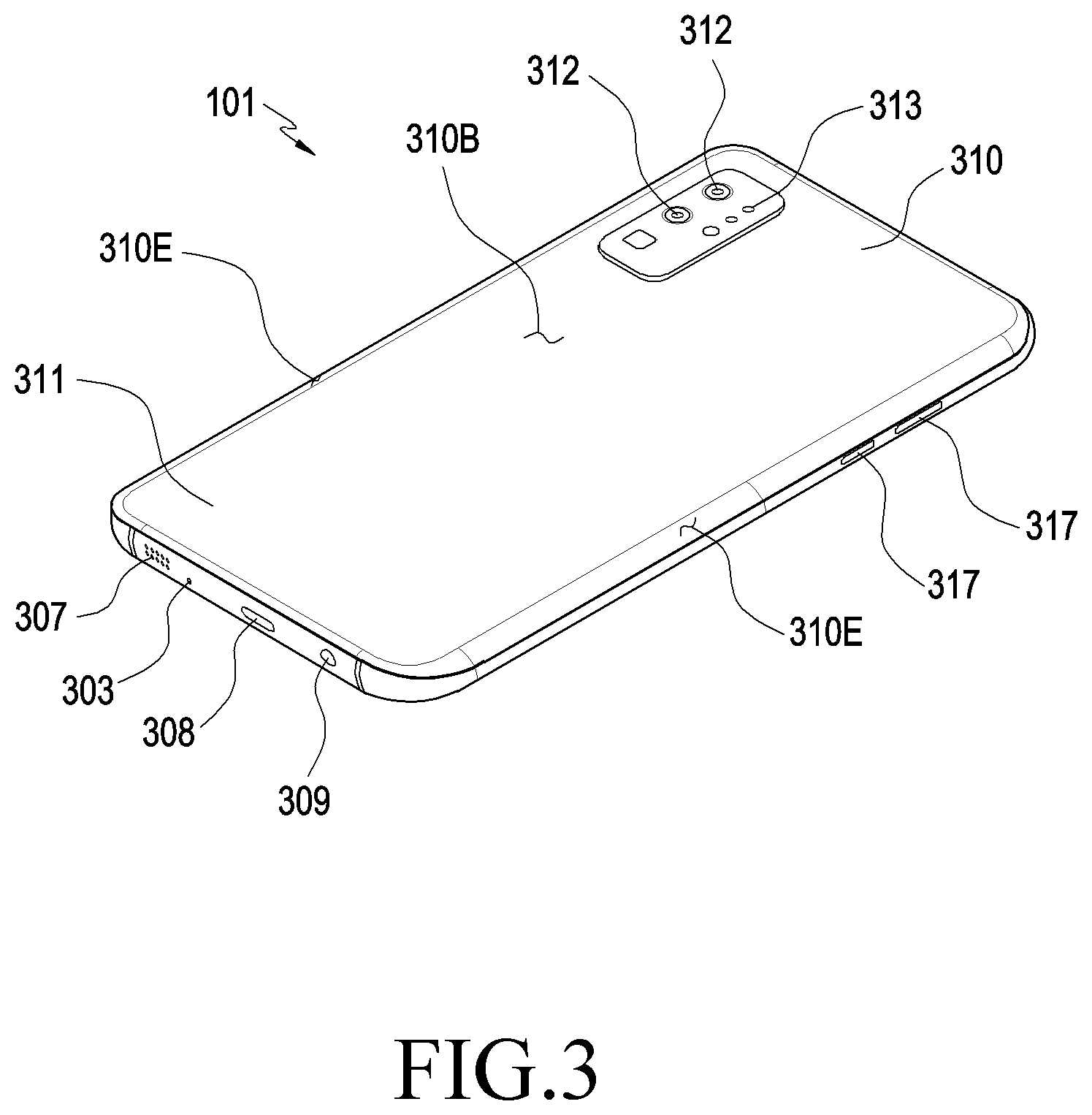 Patent US11832389 Figure 3 – Printed circuit module and electronic device including the same