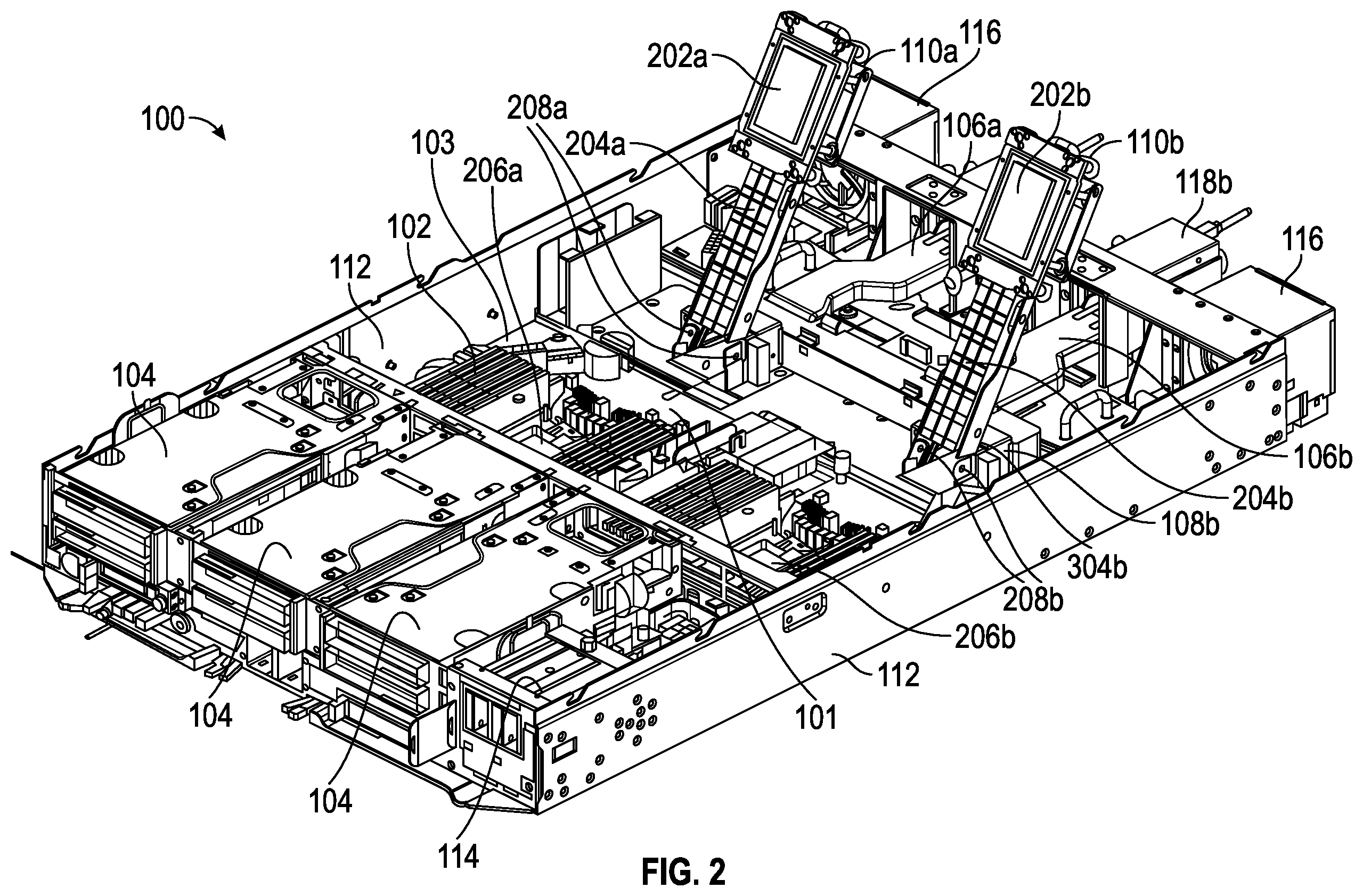 Patent US11832417 Figure 2 – Support bracket for liquid cooling cold plate mechanism