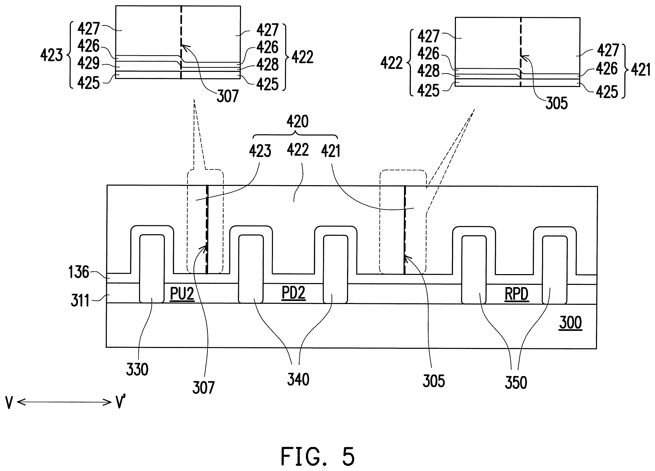 Patent US11832429 Figure 6 – Eight-transistor static random access memory, layout thereof, and method for manufacturing the same