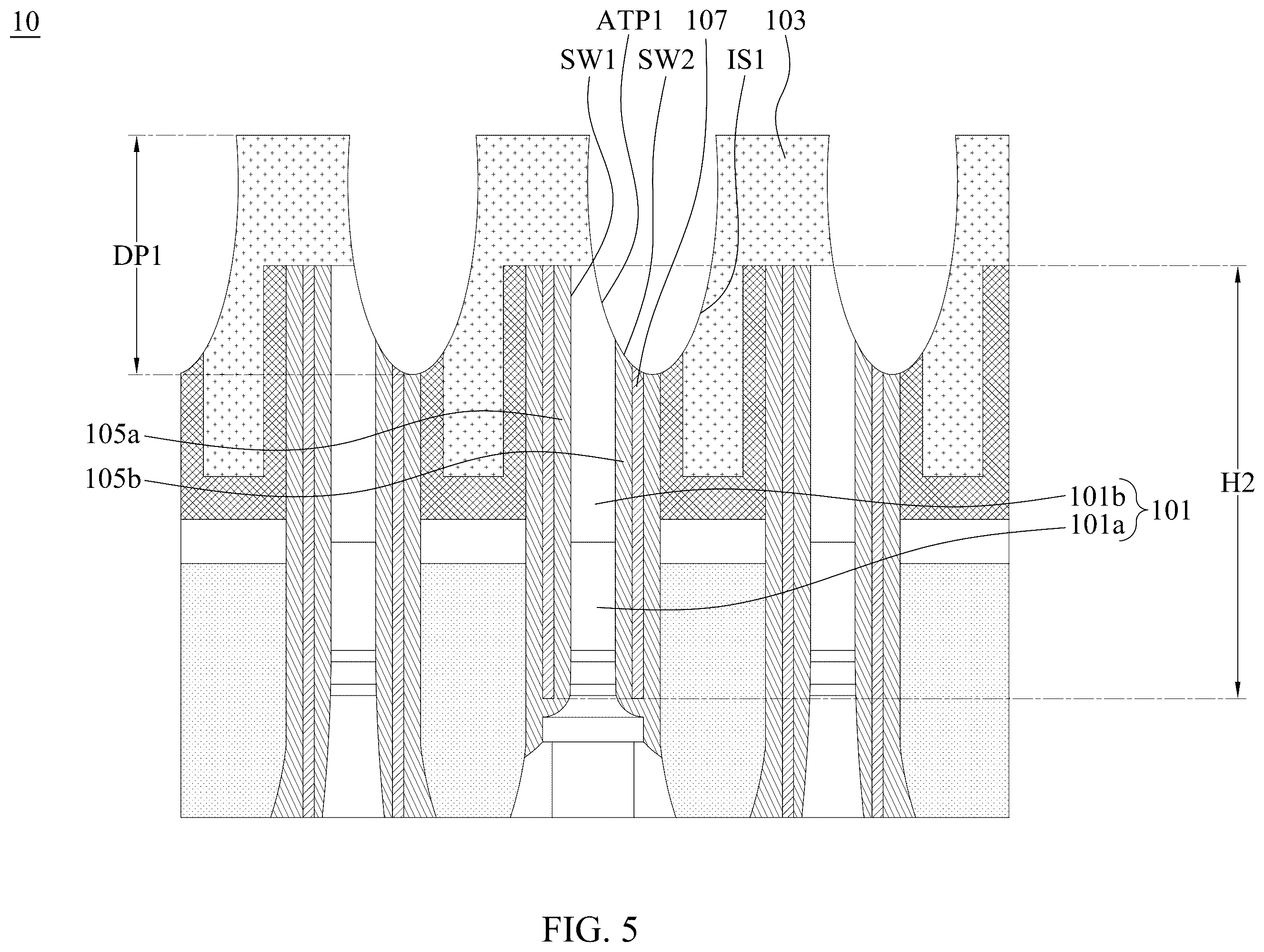 Patent US11832437 Figure 5 – Semiconductor memory device with air gaps for reducing current leakage