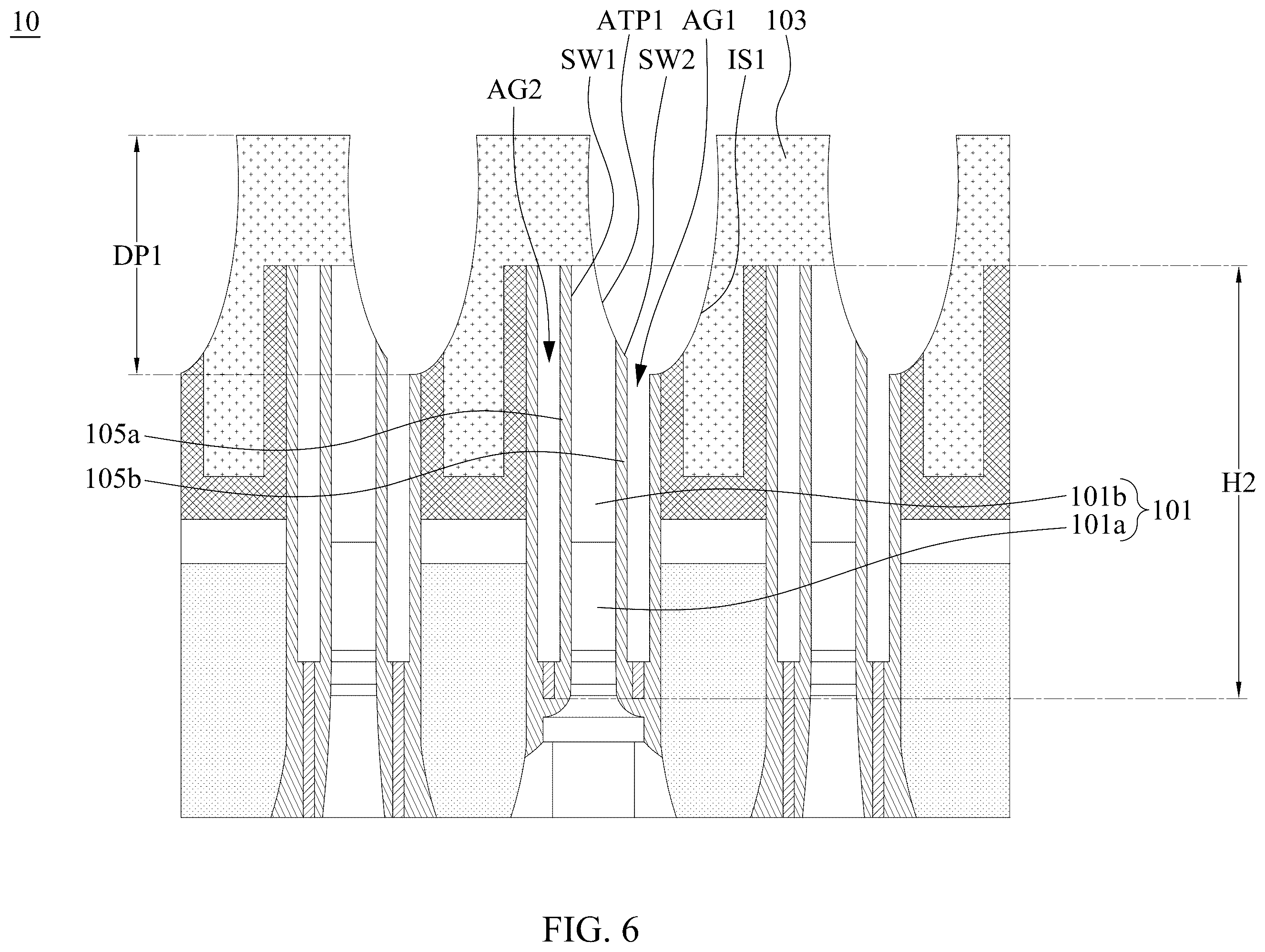 Patent US11832437 Figure 6 – Semiconductor memory device with air gaps for reducing current leakage