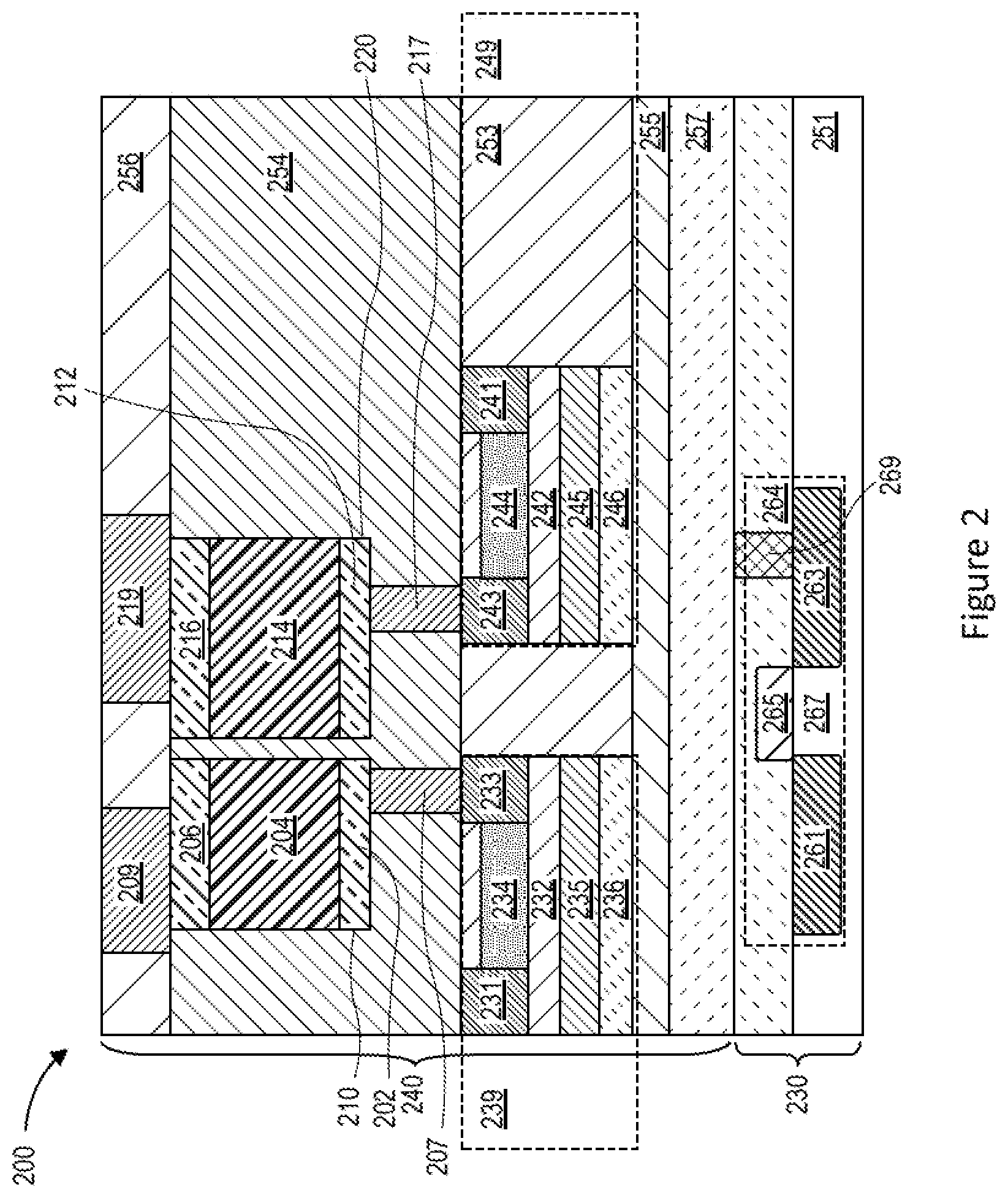 Patent US11832438 Figure 4 – Capacitor connections in dielectric layers