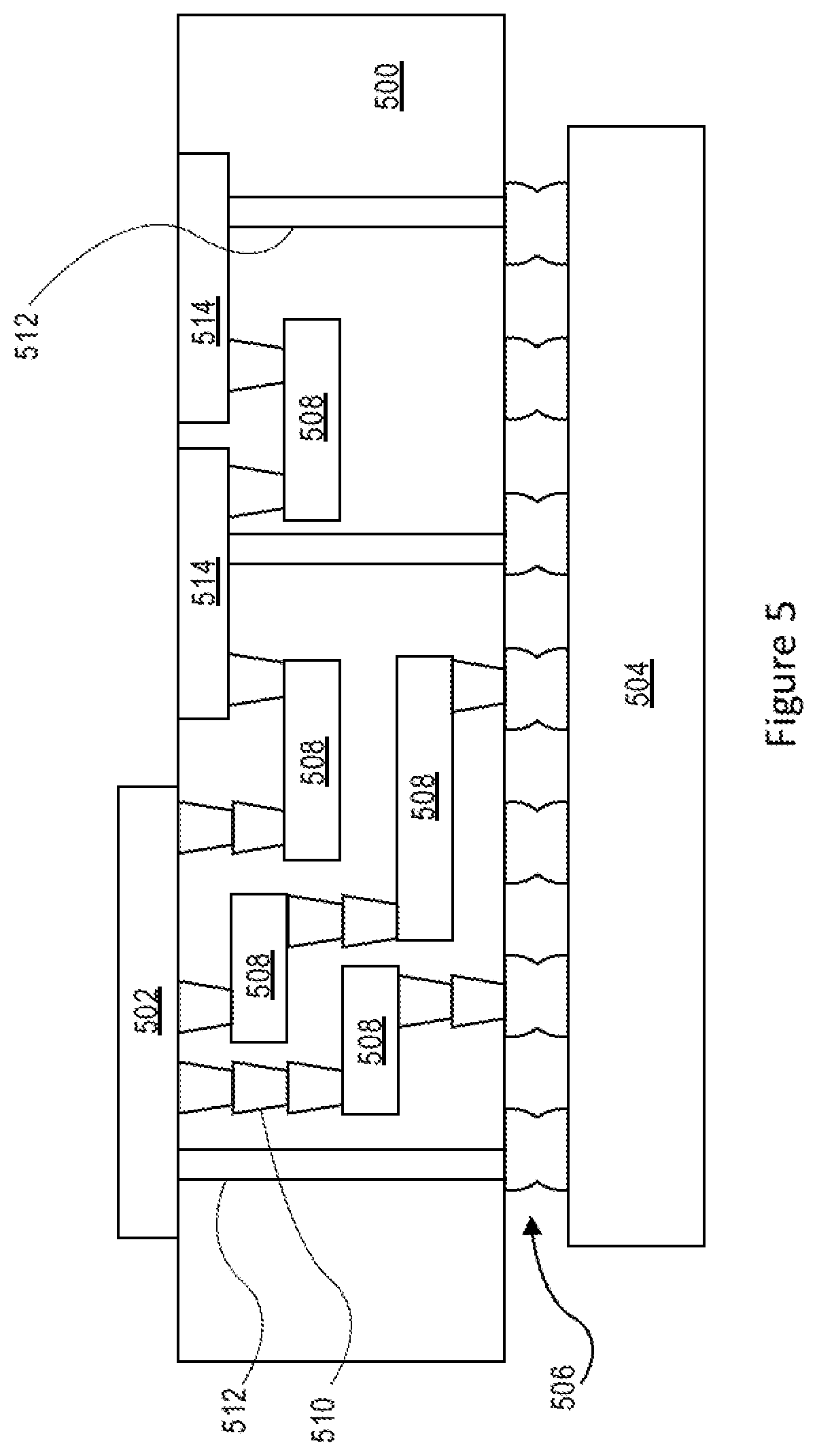 Patent US11832438 Figure 7 – Capacitor connections in dielectric layers