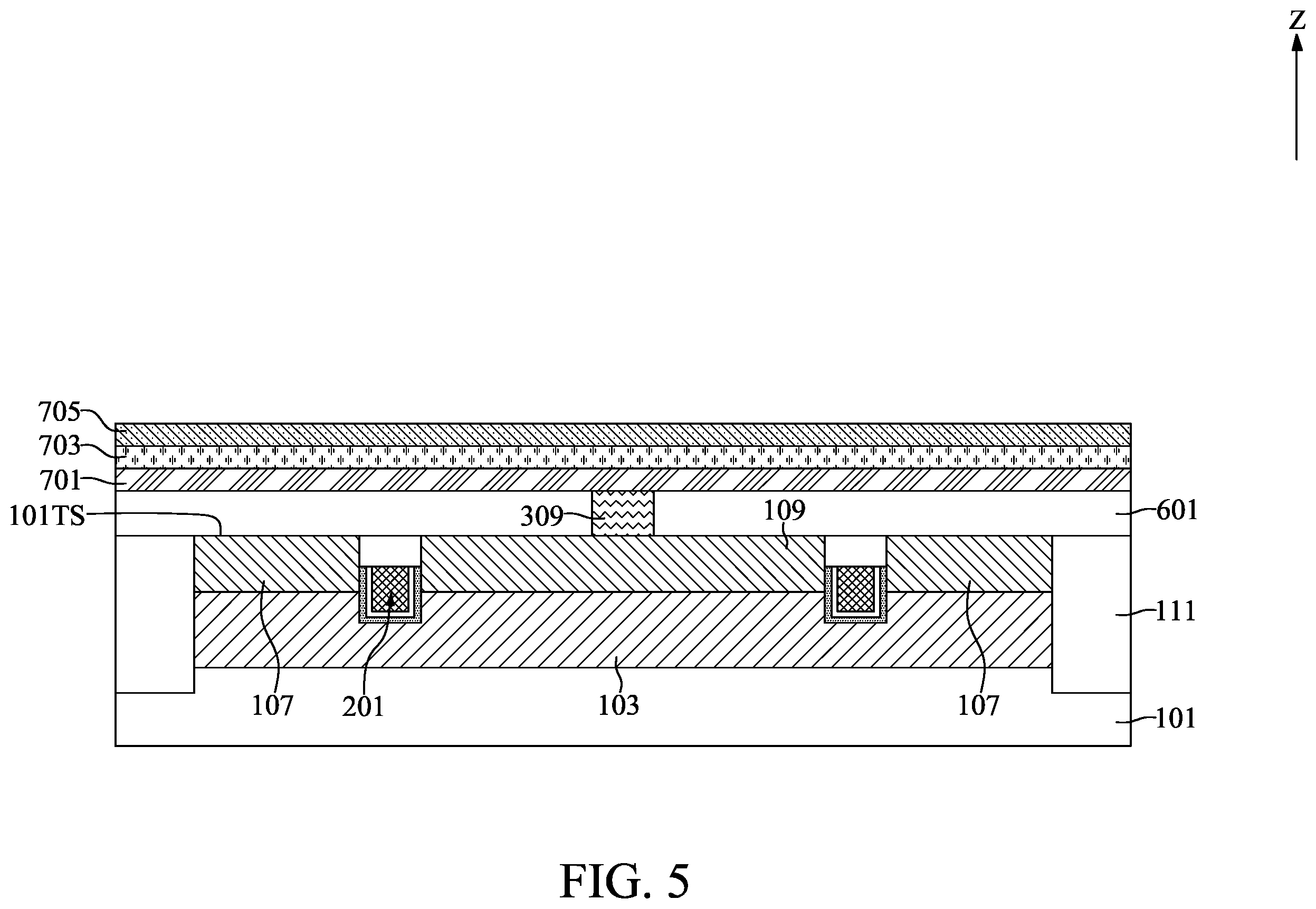 Patent US11832439 Figure 5 – Semiconductor device with pad structure and method for fabricating the same