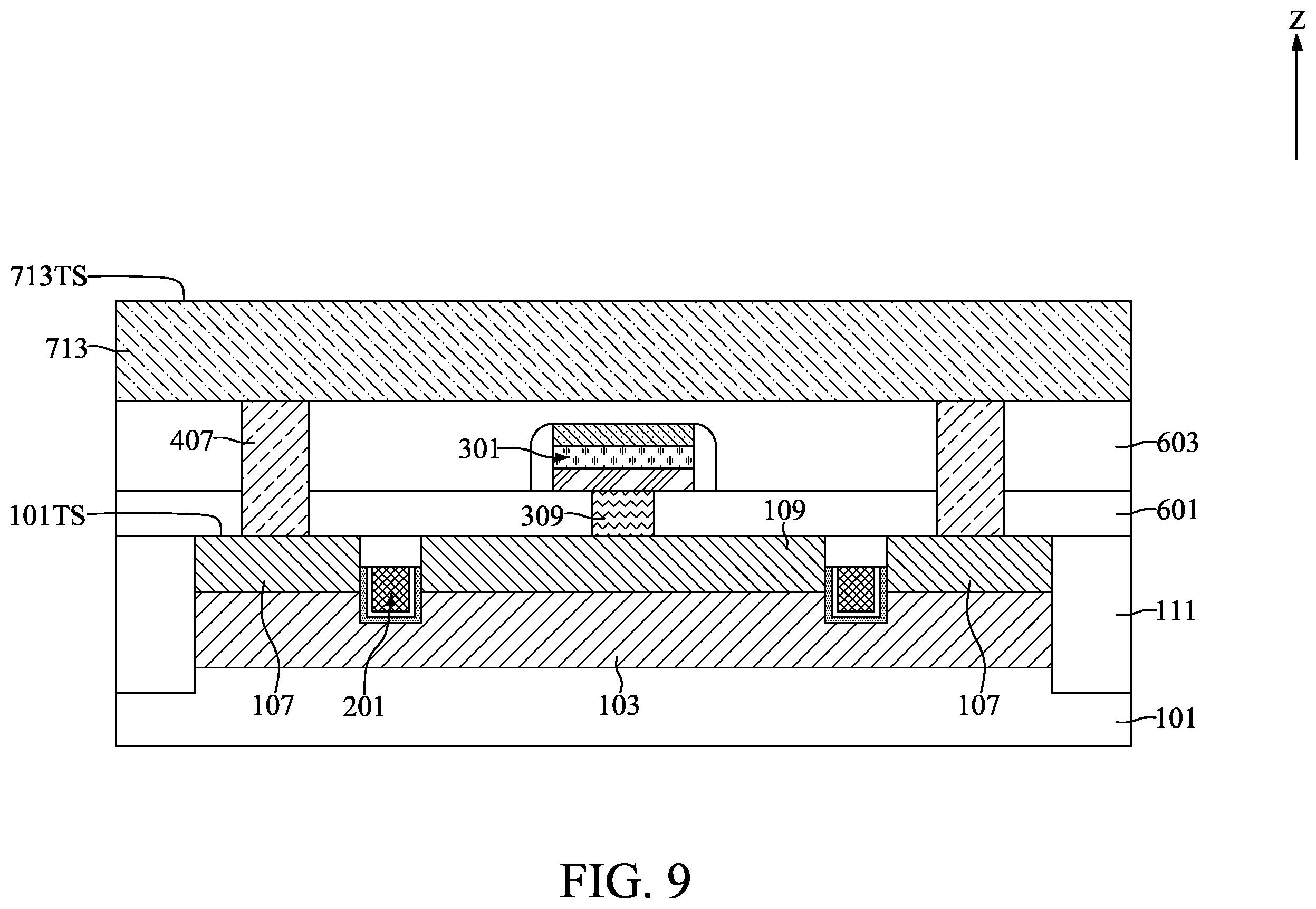 Patent US11832439 Figure 9 – Semiconductor device with pad structure and method for fabricating the same