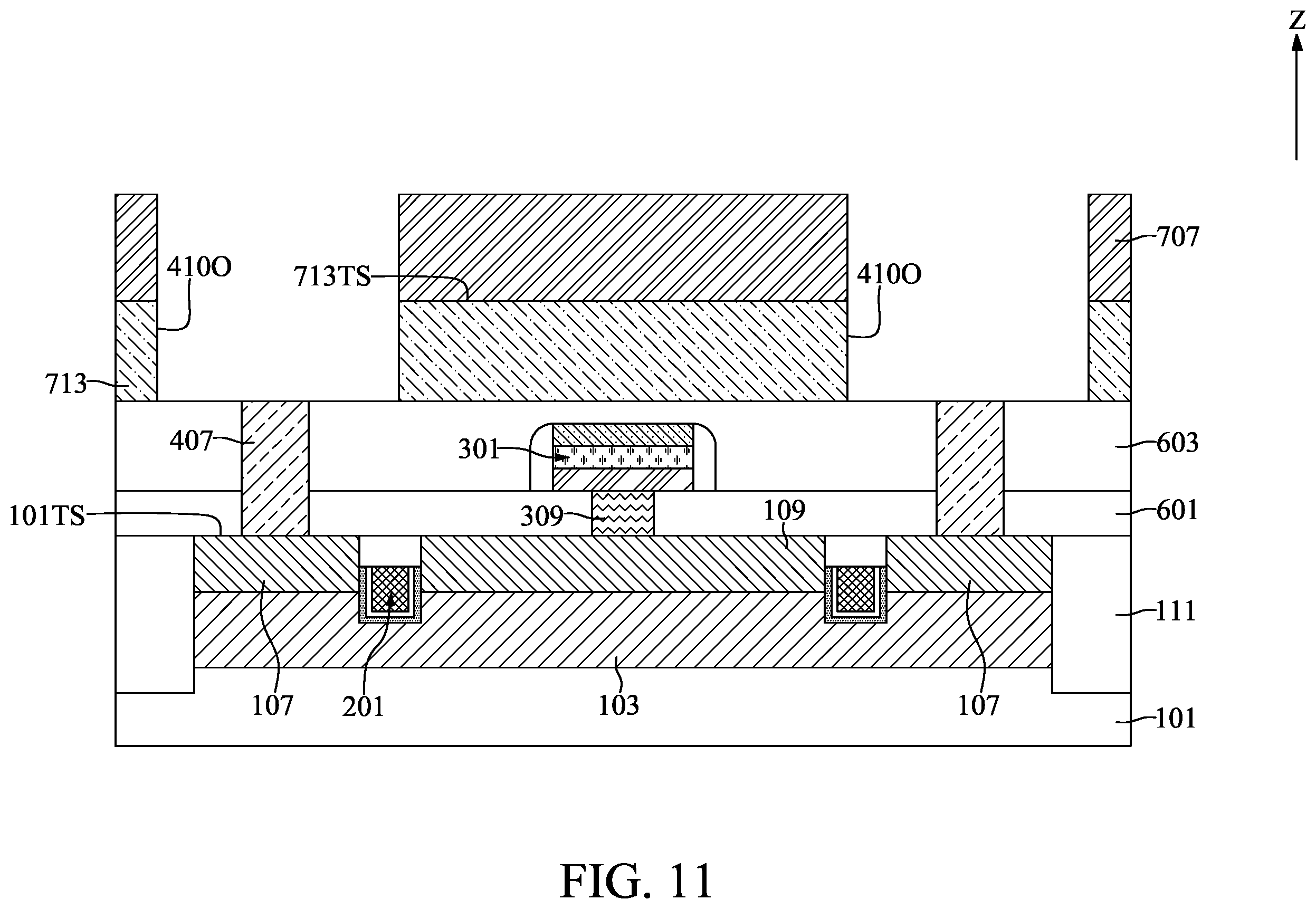 Patent US11832439 Figure 11 – Semiconductor device with pad structure and method for fabricating the same