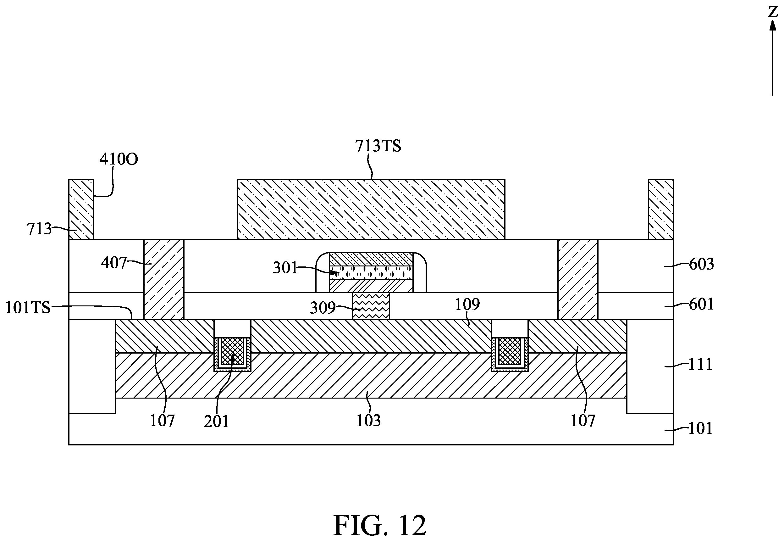 Patent US11832439 Figure 12 – Semiconductor device with pad structure and method for fabricating the same