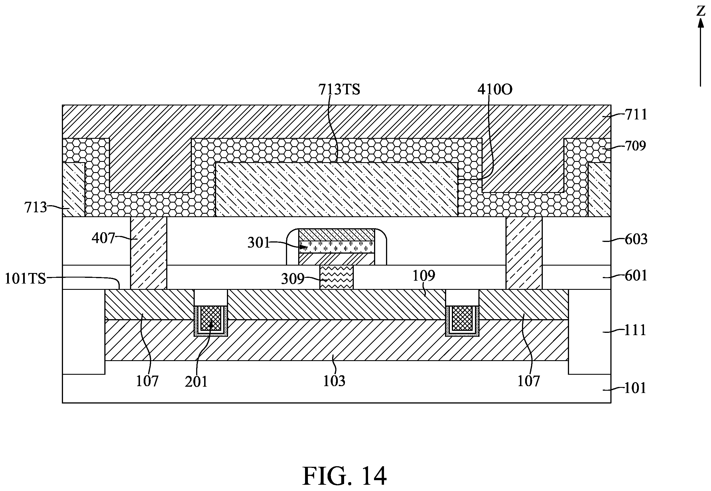Patent US11832439 Figure 14 – Semiconductor device with pad structure and method for fabricating the same
