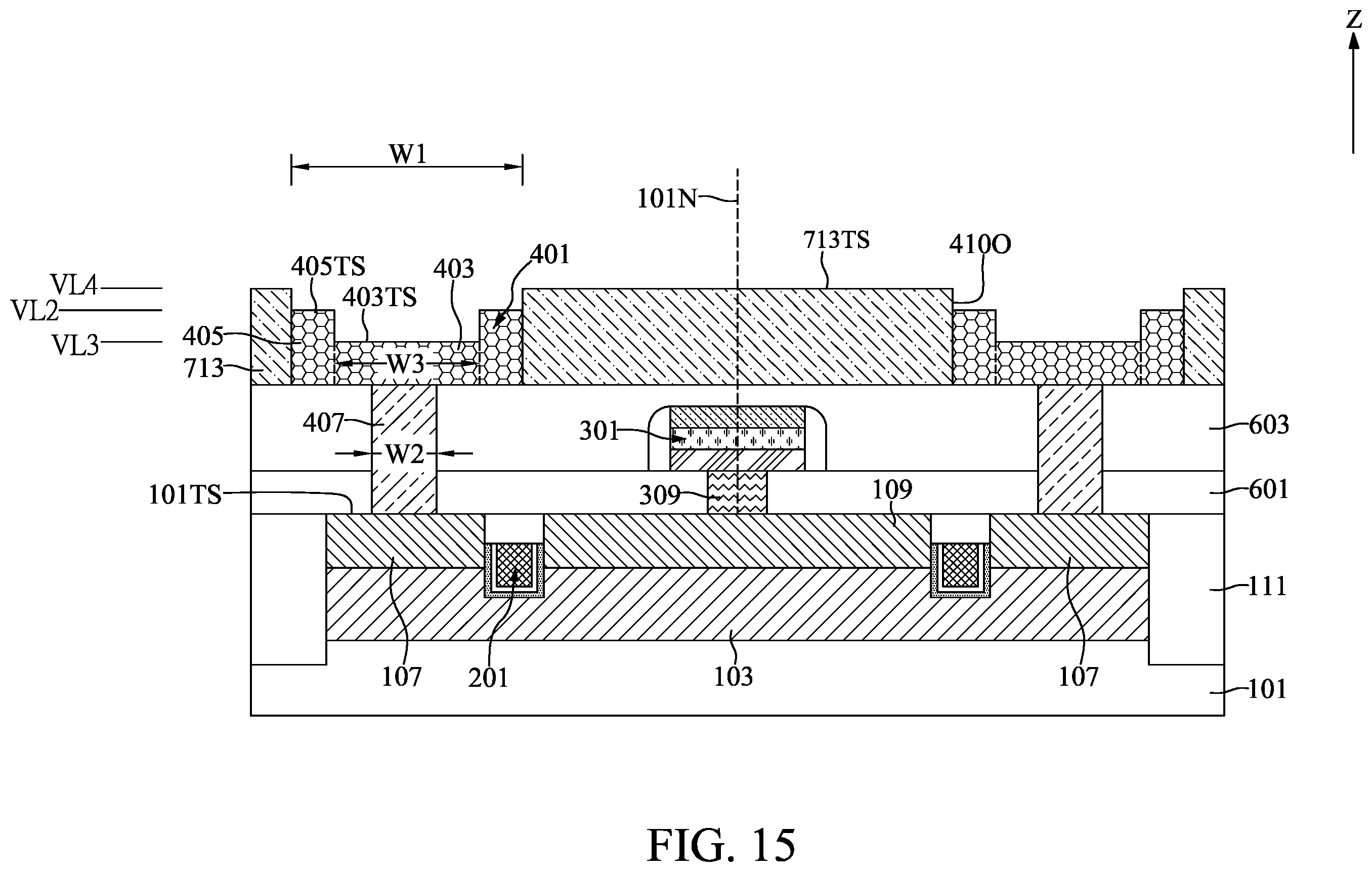 Patent US11832439 Figure 15 – Semiconductor device with pad structure and method for fabricating the same