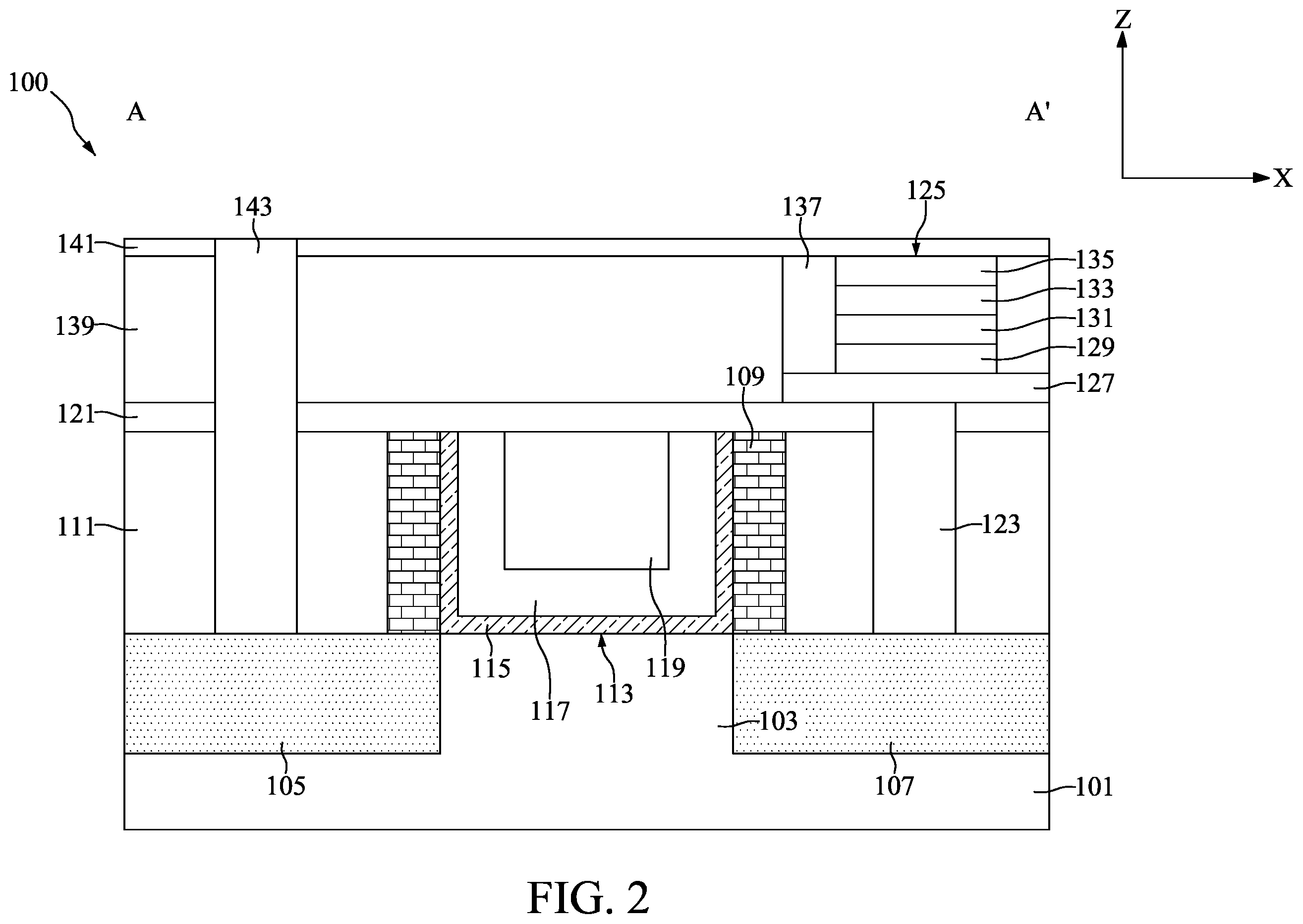 Patent US11832441 Figure 2 – Semiconductor device with embedded storage structure and method for fabricating the same