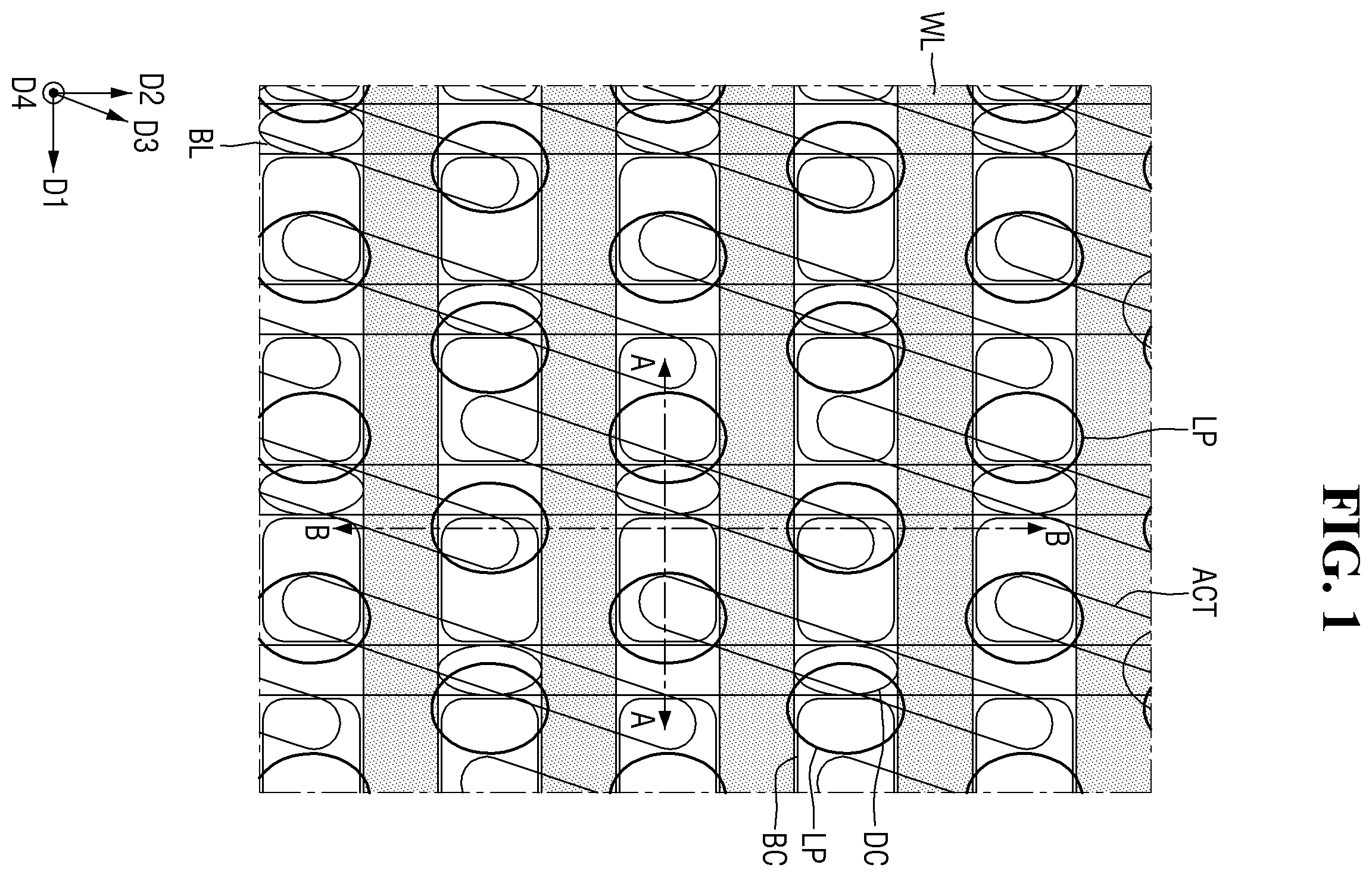 Patent US11832442 Figure 1 – Semiconductor memory device with buried contacts and a fence