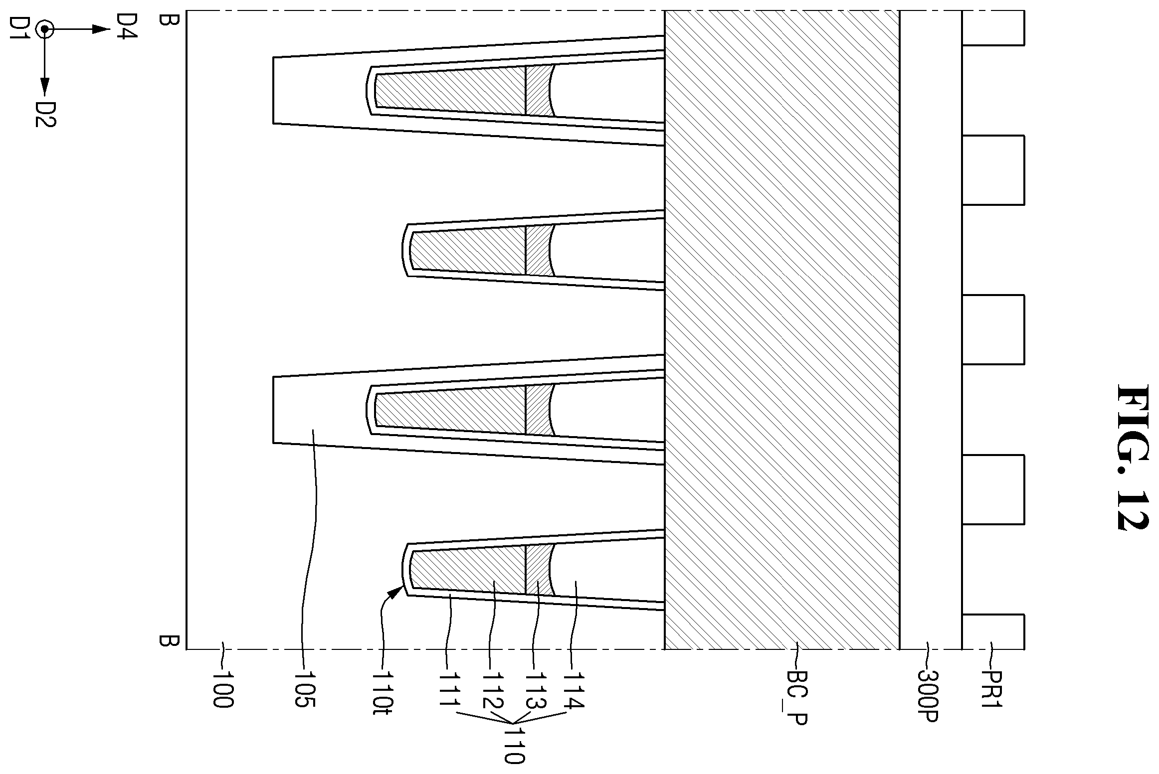 Patent US11832442 Figure 12 – Semiconductor memory device with buried contacts and a fence